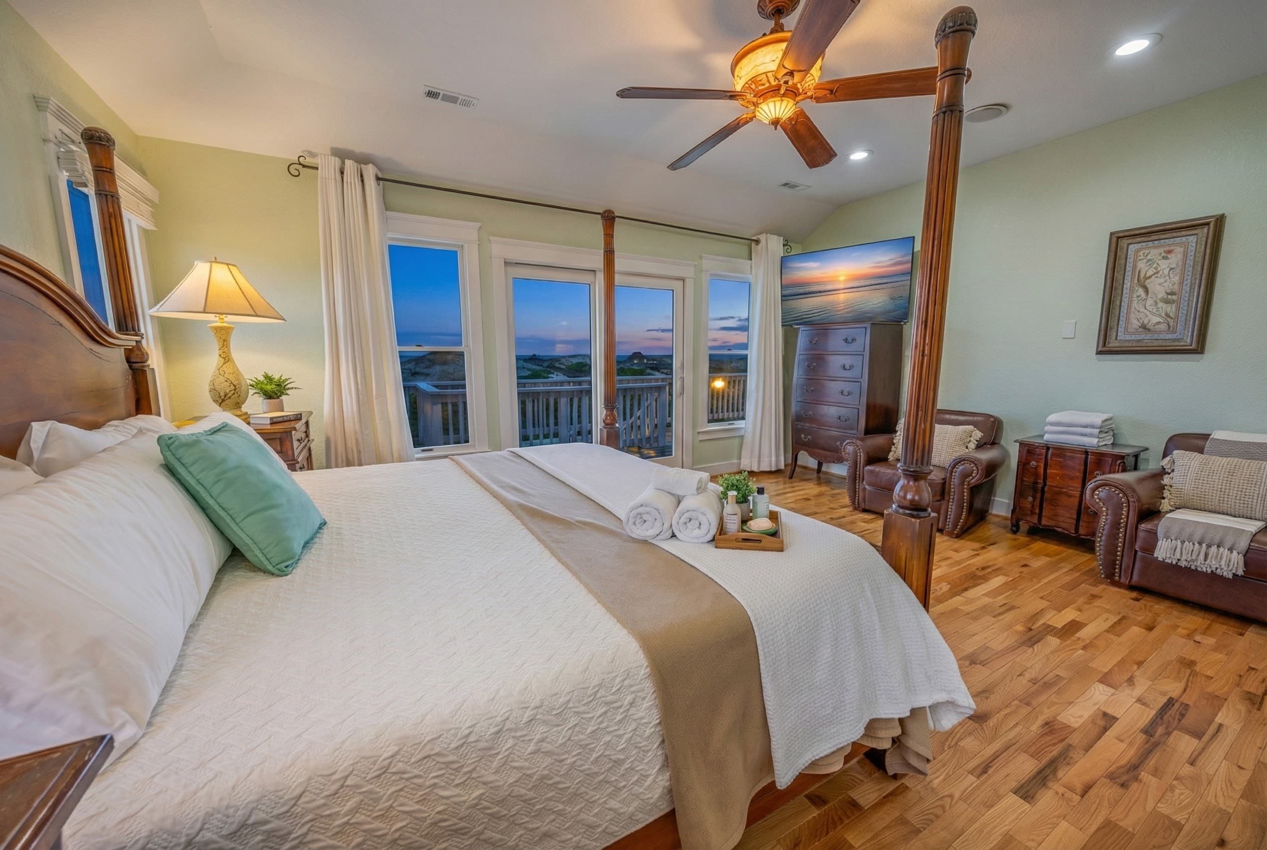 Primary suite second perspective — generous proportions, premium linens, and refined appointments for distinguished guests