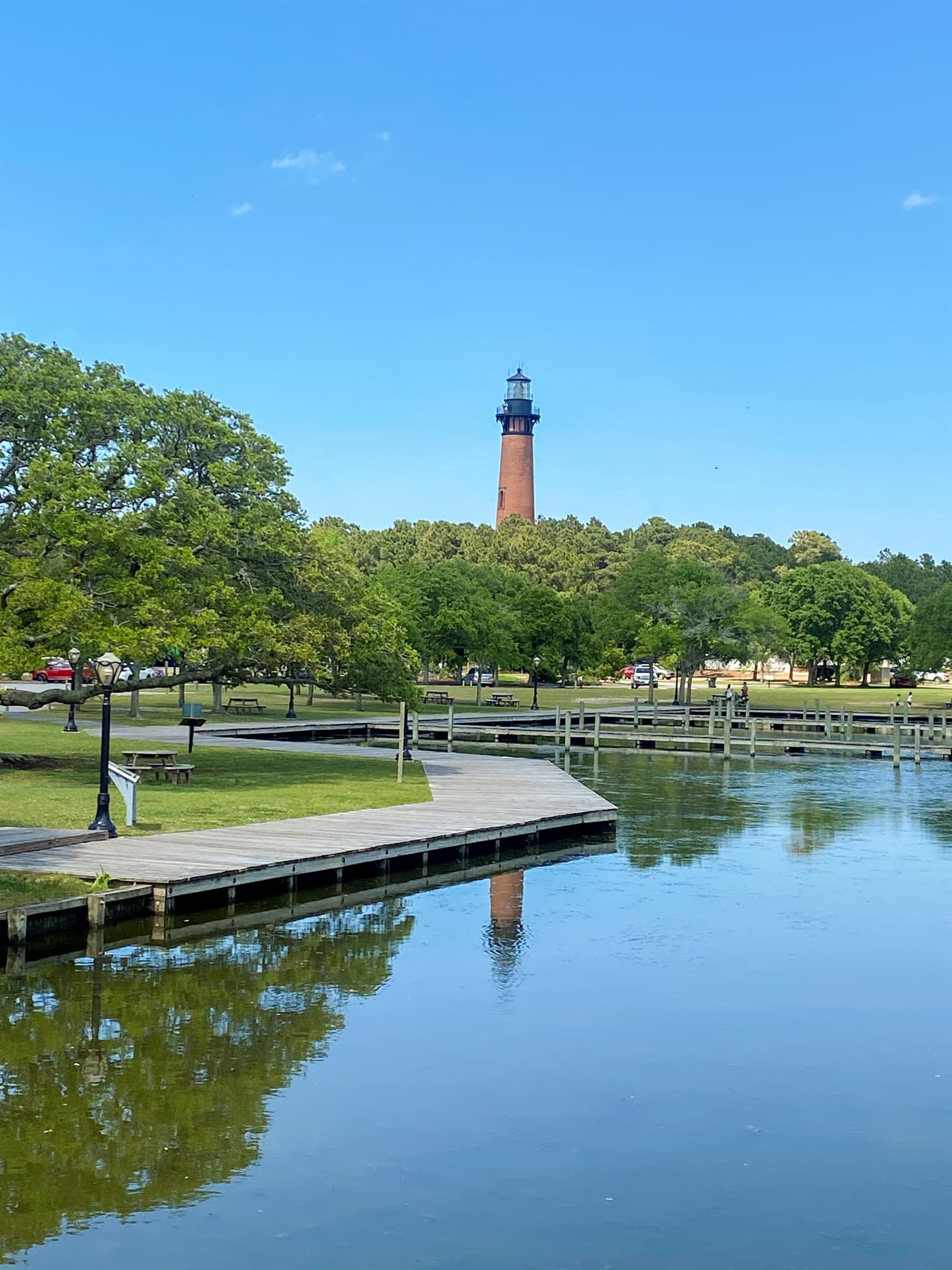 Waterfront heritage area — picturesque docks and lush greenery along the Currituck Sound for peaceful exploration