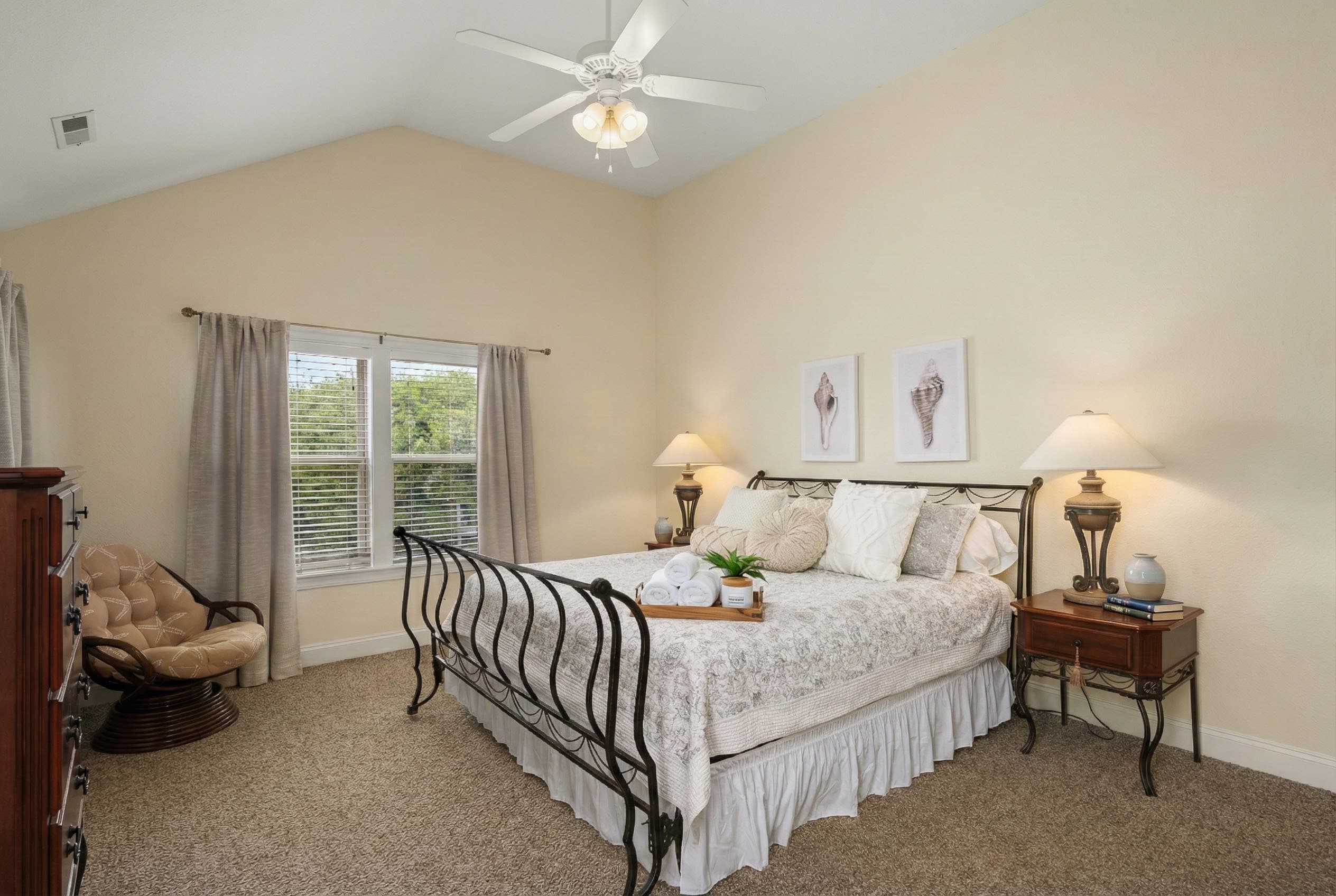 The Trident Suite (BR6) — Grand King Bedroom with Vaulted Ceilings & Sound Views | Soundside Pearl, OBX