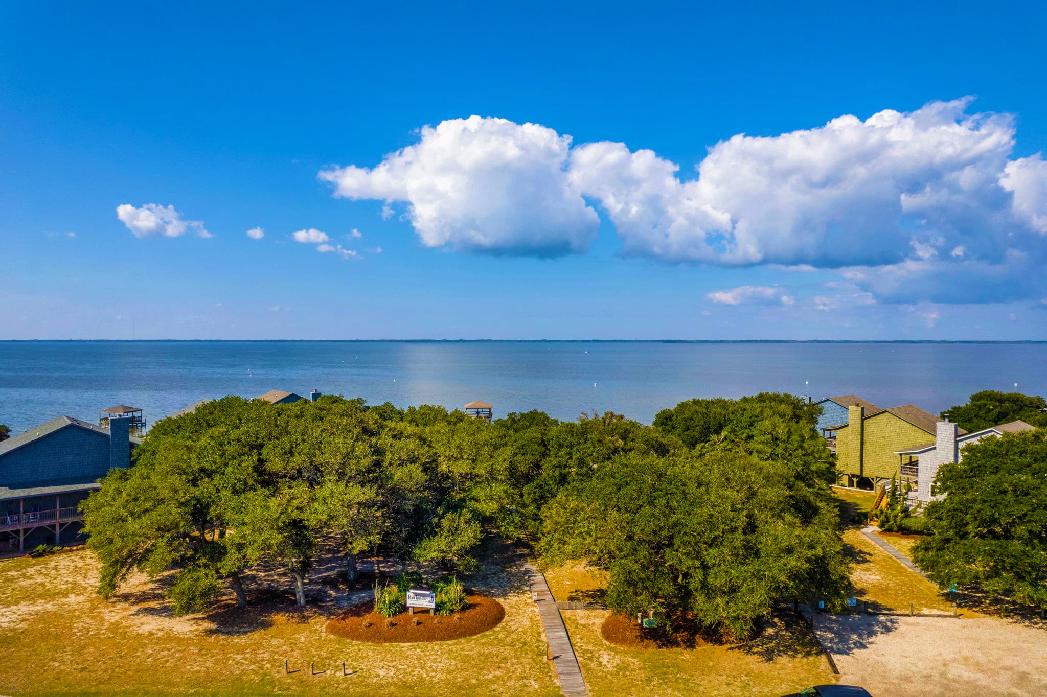 Aerial View of Port Trinitie Sound Access — Kayaking, Fishing & Sunset Views | Duck, Outer Banks