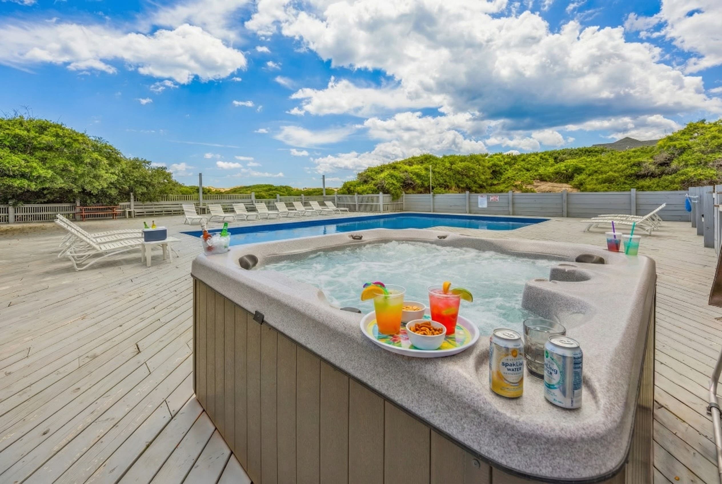 Oceanfront Hot Tub with Stunning Atlantic Views — Soak Under the Stars After a Beach Day | Private Deck at The Mark Twain Estate, Outer Banks