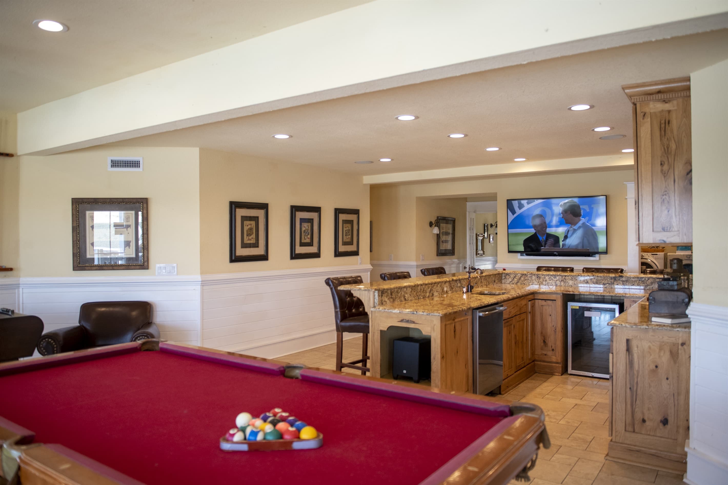 Game Room & Bar — Enjoy a Fun Evening with Pool, Darts & Drinks | Entertainment Central at The Mark Twain Beach House, Outer Banks