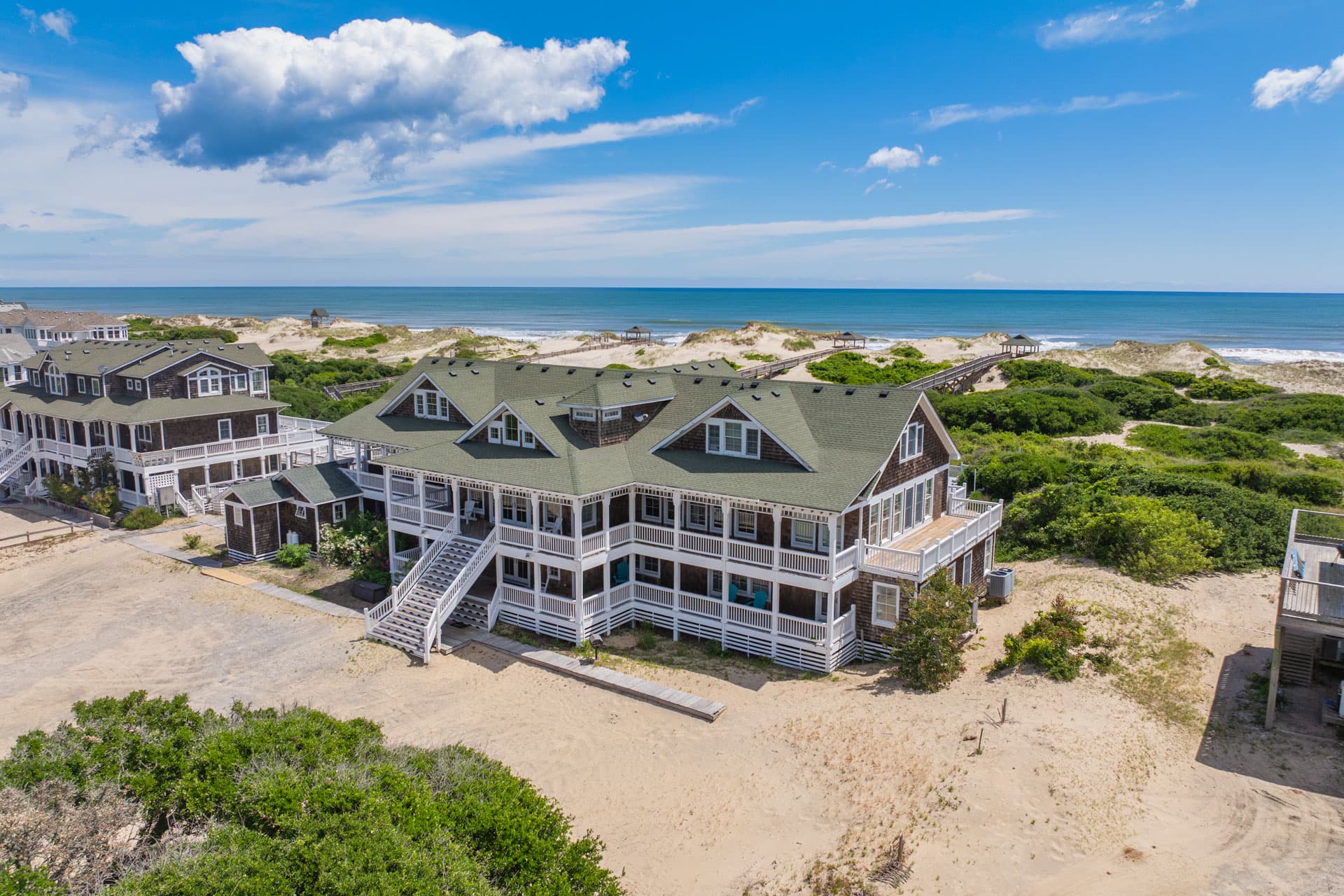 The Mark Twain Estate from the Beach Approach — Impressive Scale & Grand Coastal Architecture | 18-Bedroom Luxury Home, Outer Banks