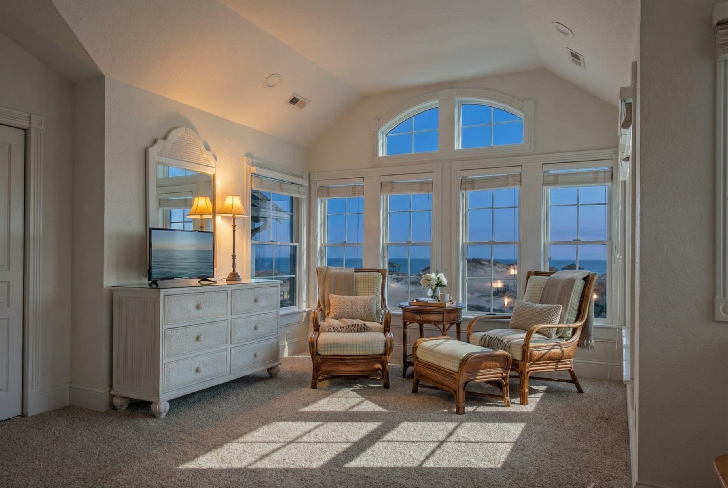 Tranquil King Master Suite with Private Sitting Areas & Ensuite Bath — Serene Retreat After a Beach Day | The Hemingway Oceanfront, Outer Banks