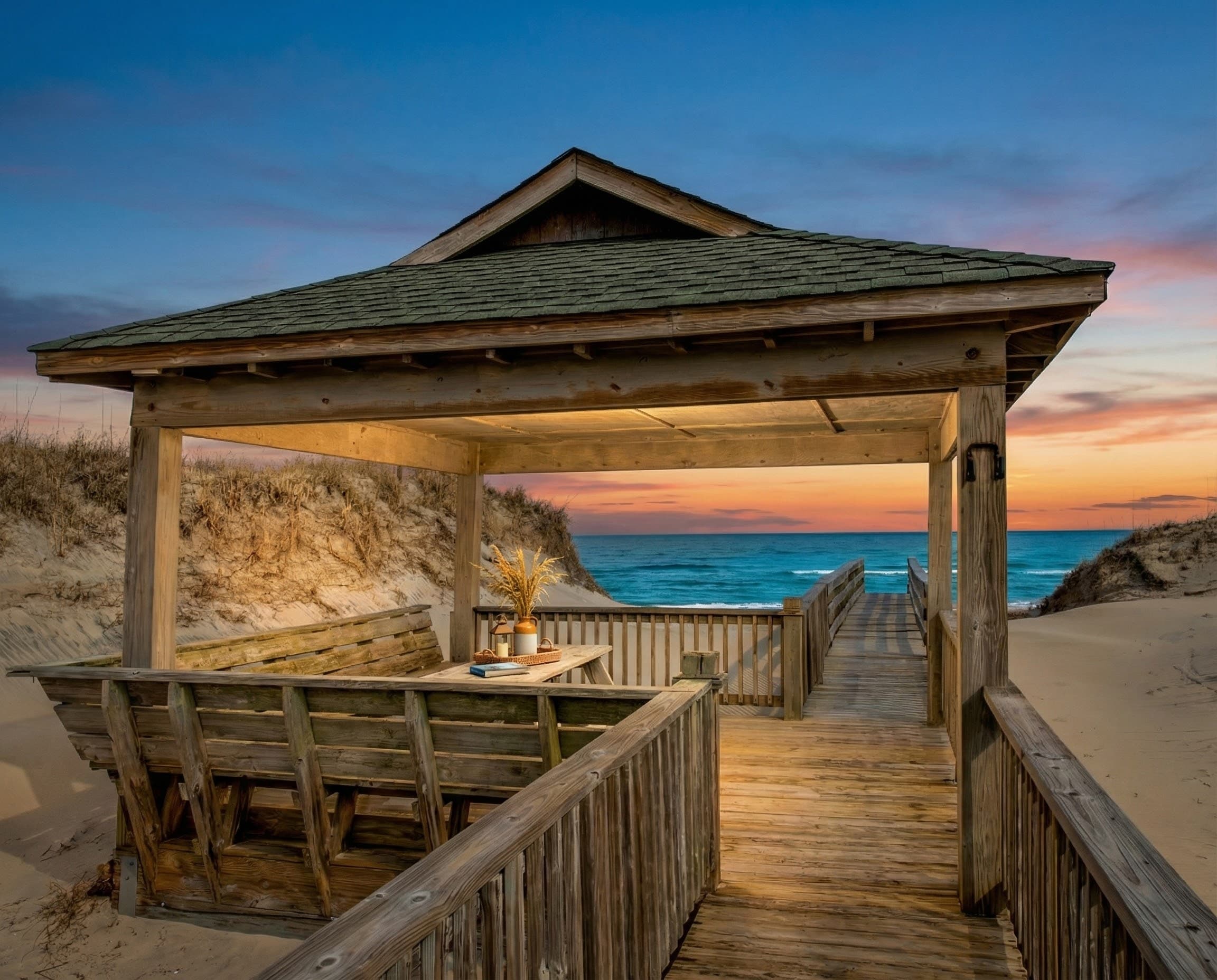 Private Oceanfront Sanctuary at Sunset — Peace & Tranquility on The Hemingway's Exclusive 3-Acre Beachfront | Corolla, Outer Banks