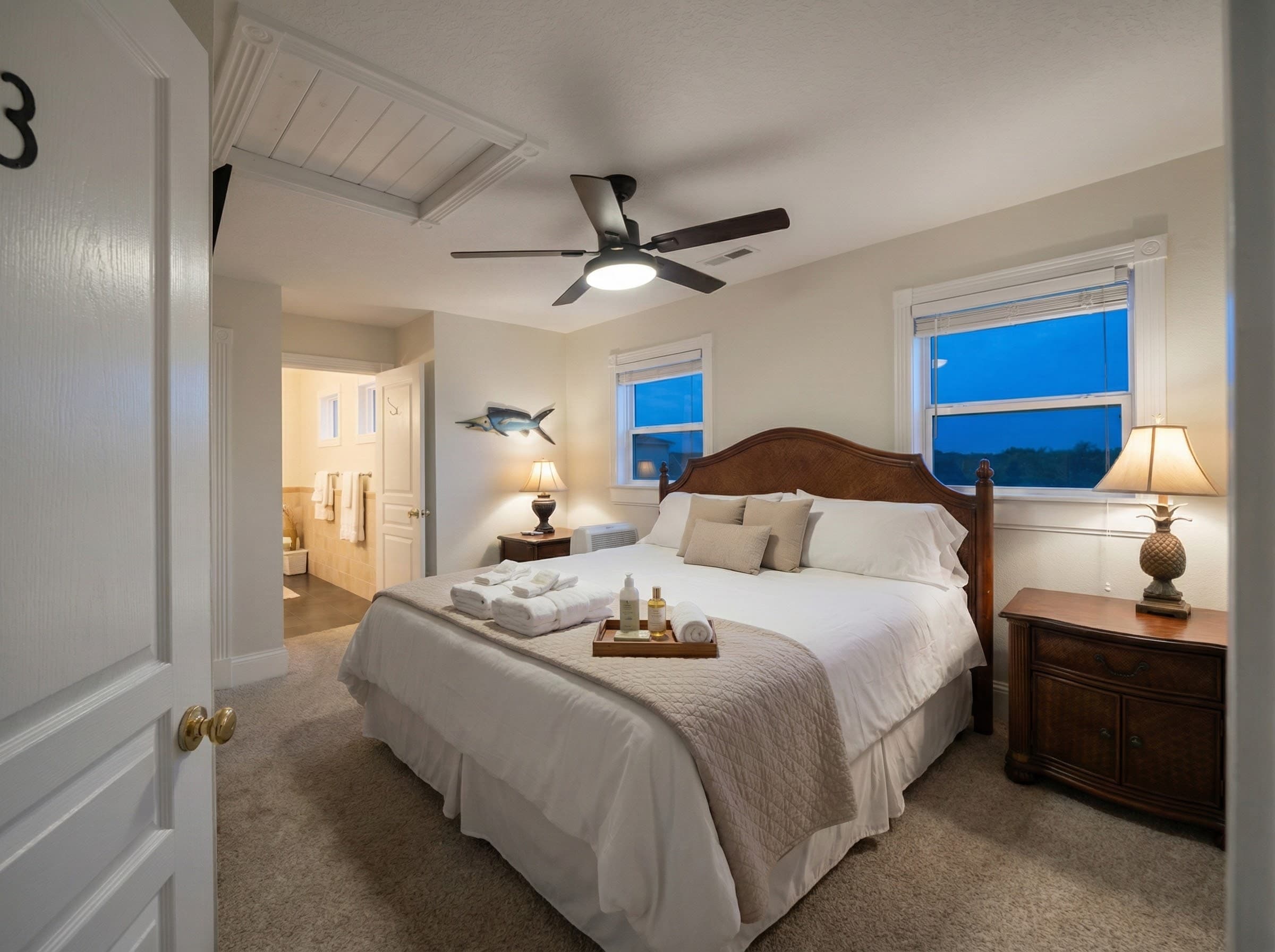 Bedroom 4 — Spacious Layout with Reading Nook & Soft Lighting | Comfortable Retreat at The Hemingway Oceanfront Estate, Outer Banks