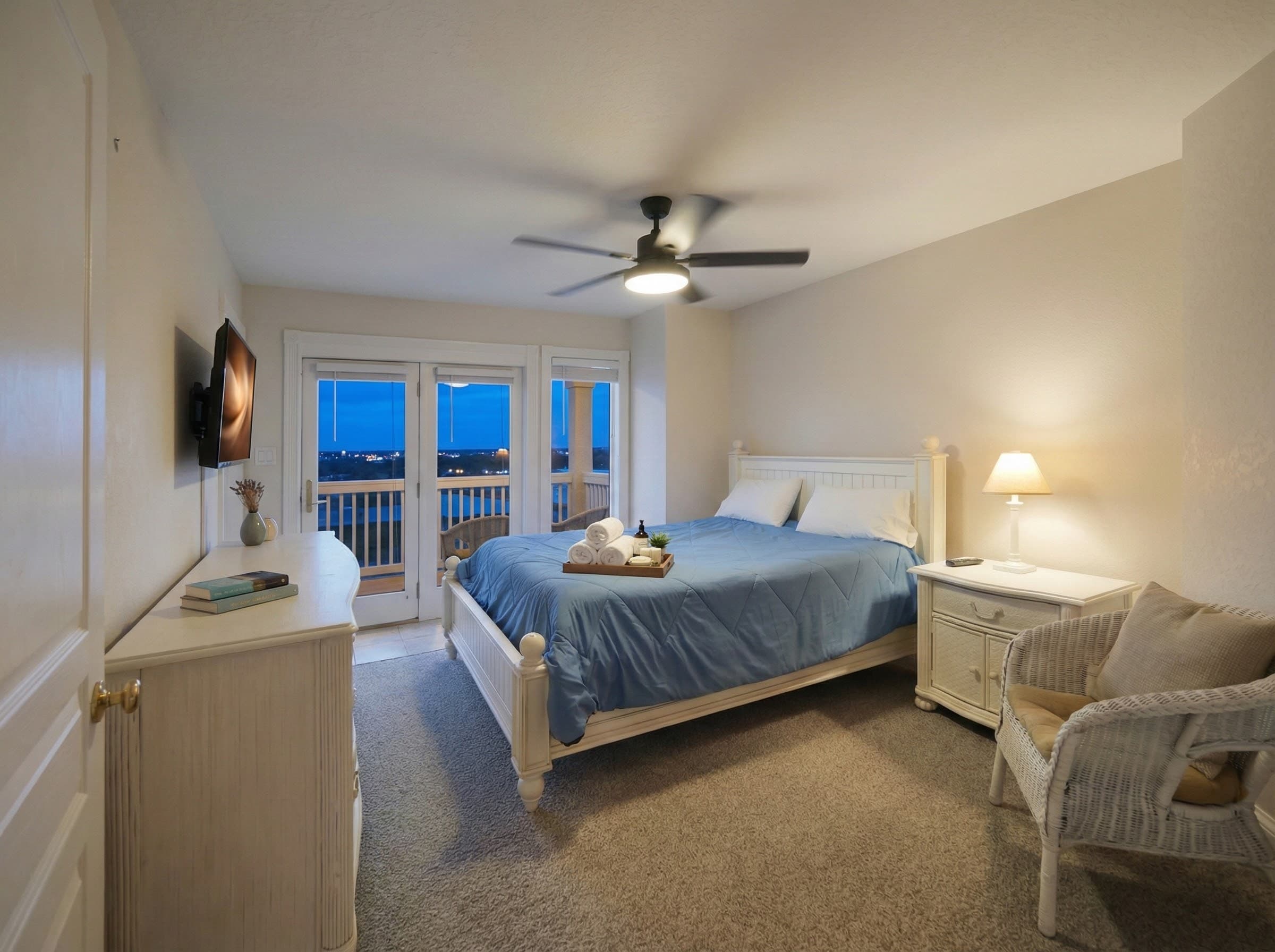 Bedroom 6 — Comfortable King Bedroom with Warm Tones & Elegant Bedding | The Hemingway's Luxury Accommodations, Outer Banks