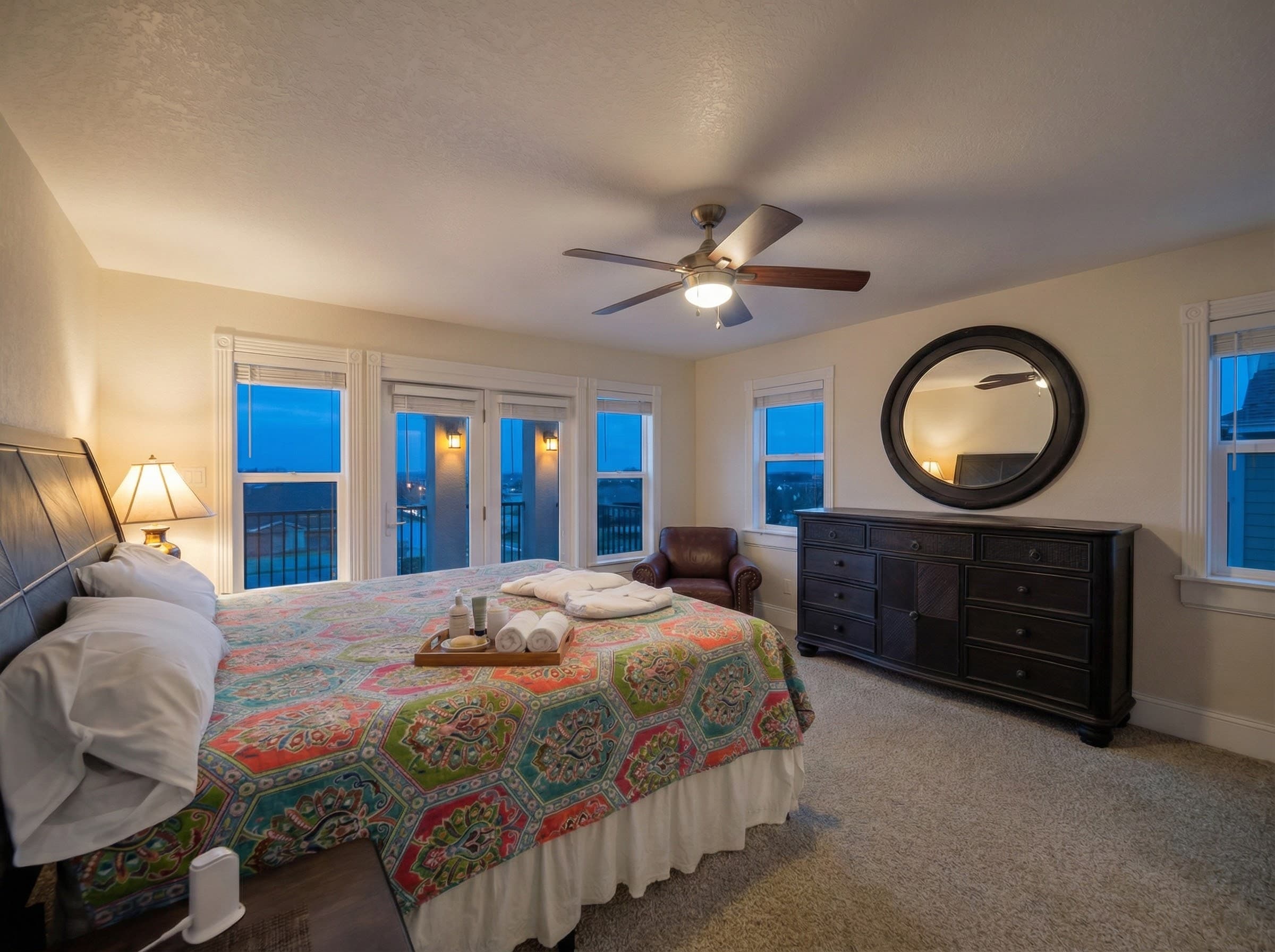 Bedroom 7 — Bright King Suite with Ocean Views & Nautical Touches | The Hemingway Oceanfront Estate for Large Groups, Outer Banks