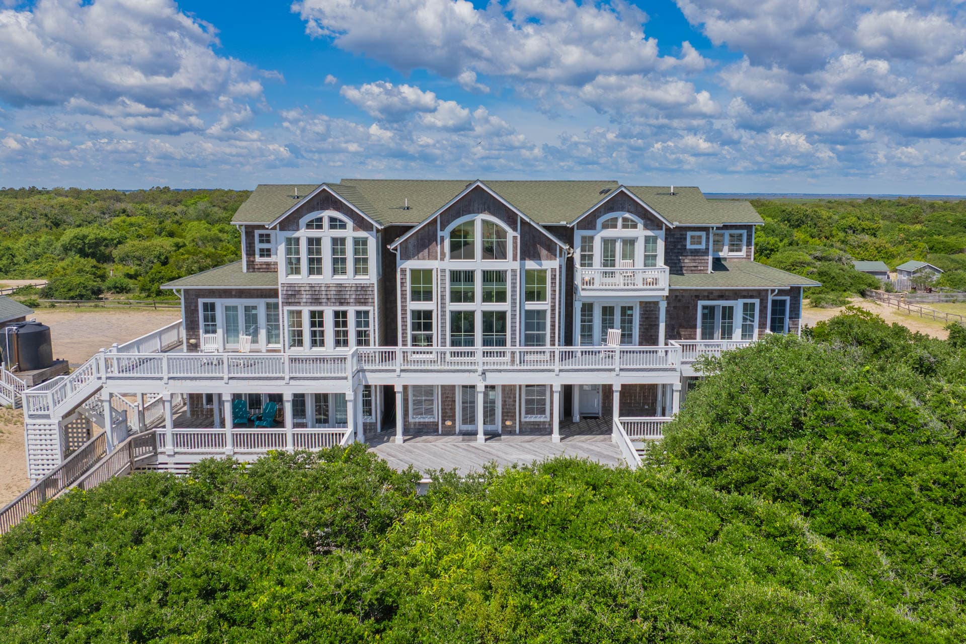 Aerial View of The Hemingway & Oceanfront Landscape — Secluded in Corolla's Exclusive 4x4 Area | Outer Banks Luxury Rental