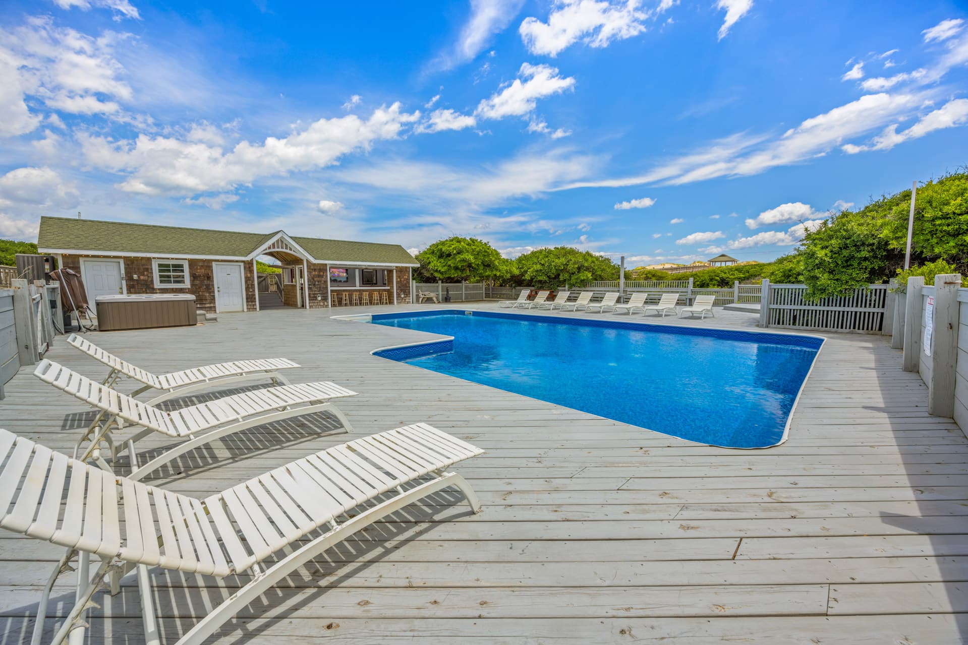 Private Estate Pool — Heated Pool with Oceanfront Views, Cocktail Hour and Reception Setting, Mark Twain Estate OBX