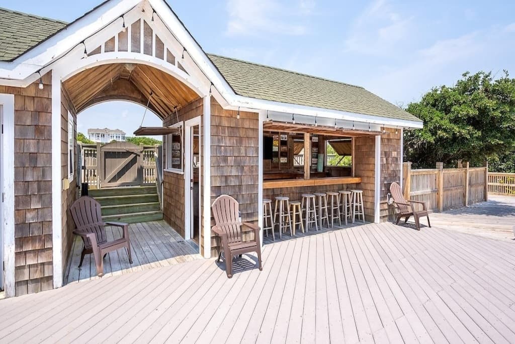 Oceanfront Wedding Venue — Mark Twain Estate Boardwalk and Deck, Ceremony Procession Path to the Beach OBX