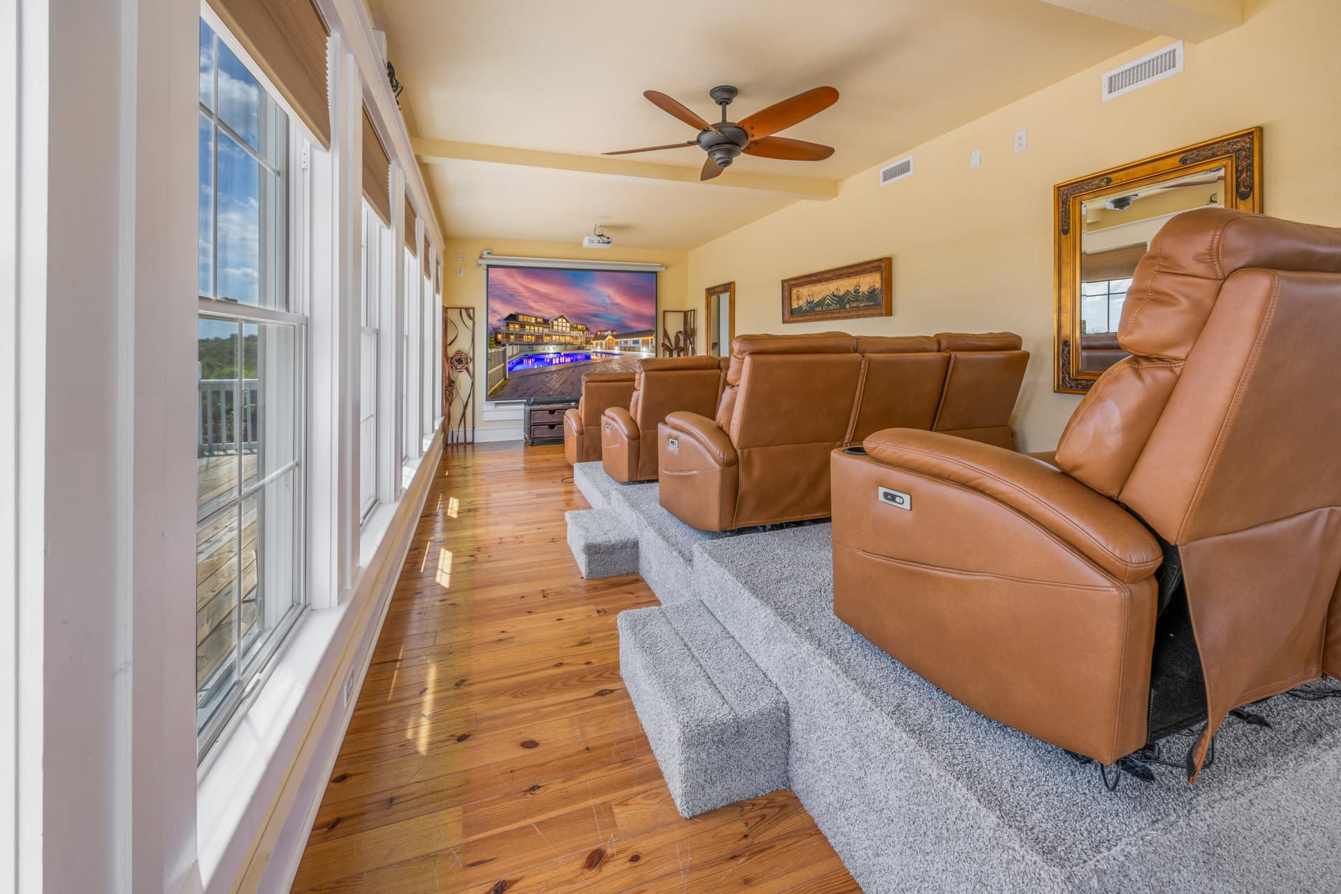 Entertainment Suite — Private Theater at Mark Twain Estate, Stadium Seating for Movie Nights and Presentations