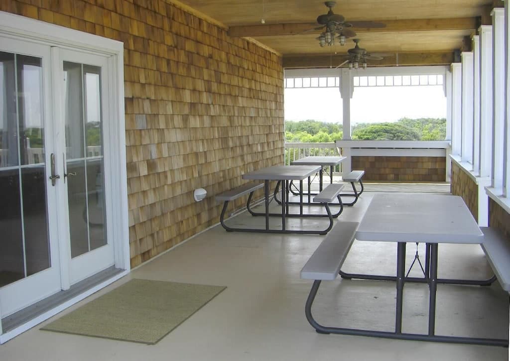 Ceremony Space — Oceanfront Porch Seating at Mark Twain Estate, Outdoor Living and Reception Space with Ocean Views