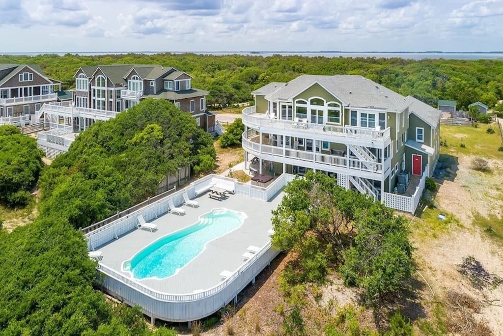 Celebration Space — Fitzgerald Estate Wraparound Deck Overlooking the Atlantic, Outdoor Living for Events OBX