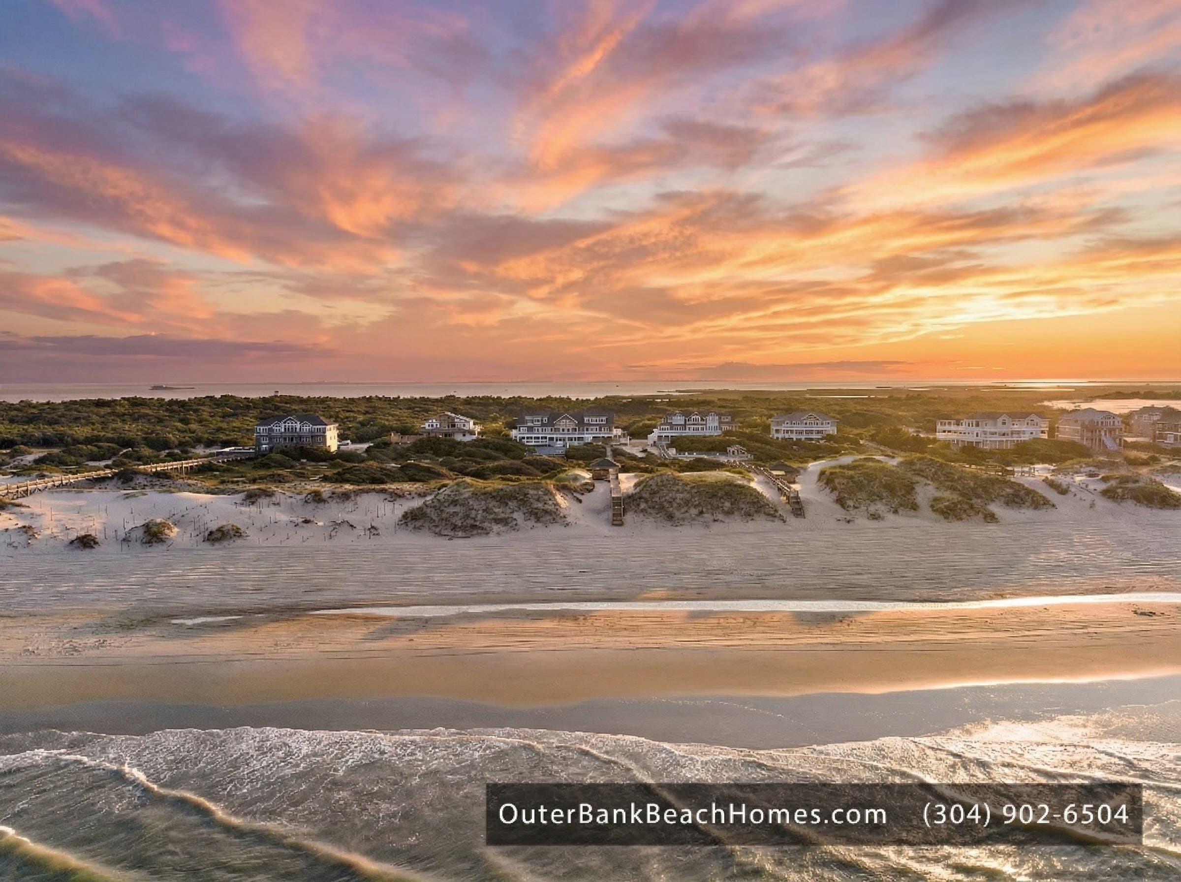 Oceanfront Wedding Venue at Sunset — Golden Hour Over The Three Authors Estate, Breathtaking Atlantic Views for Evening Ceremonies & Receptions | Corolla OBX