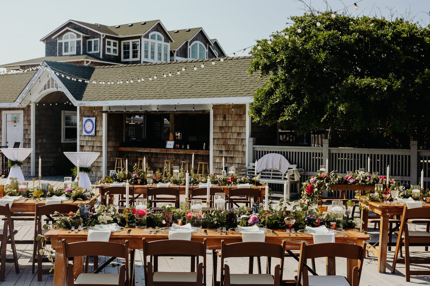 Wedding Reception — Elegant Tables Ready for Celebration, Your Dream Wedding Starts Here | Three Authors, OBX