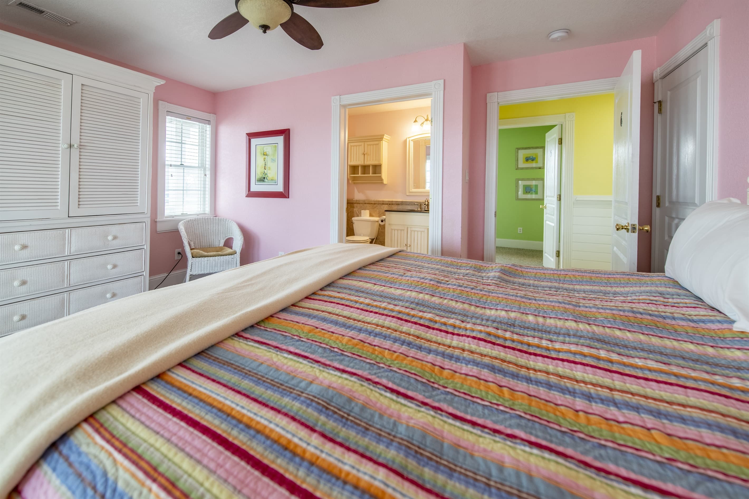 Private Estate Guest Suite — Hemingway Queen Bedroom with Coastal Decor | The Three Authors Estate, OBX
