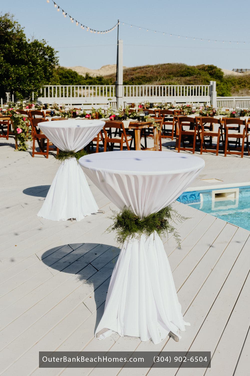 Wedding Celebration — Festive Dance Floor with Ocean Breeze & Evening Sky | Three Authors Venue, OBX