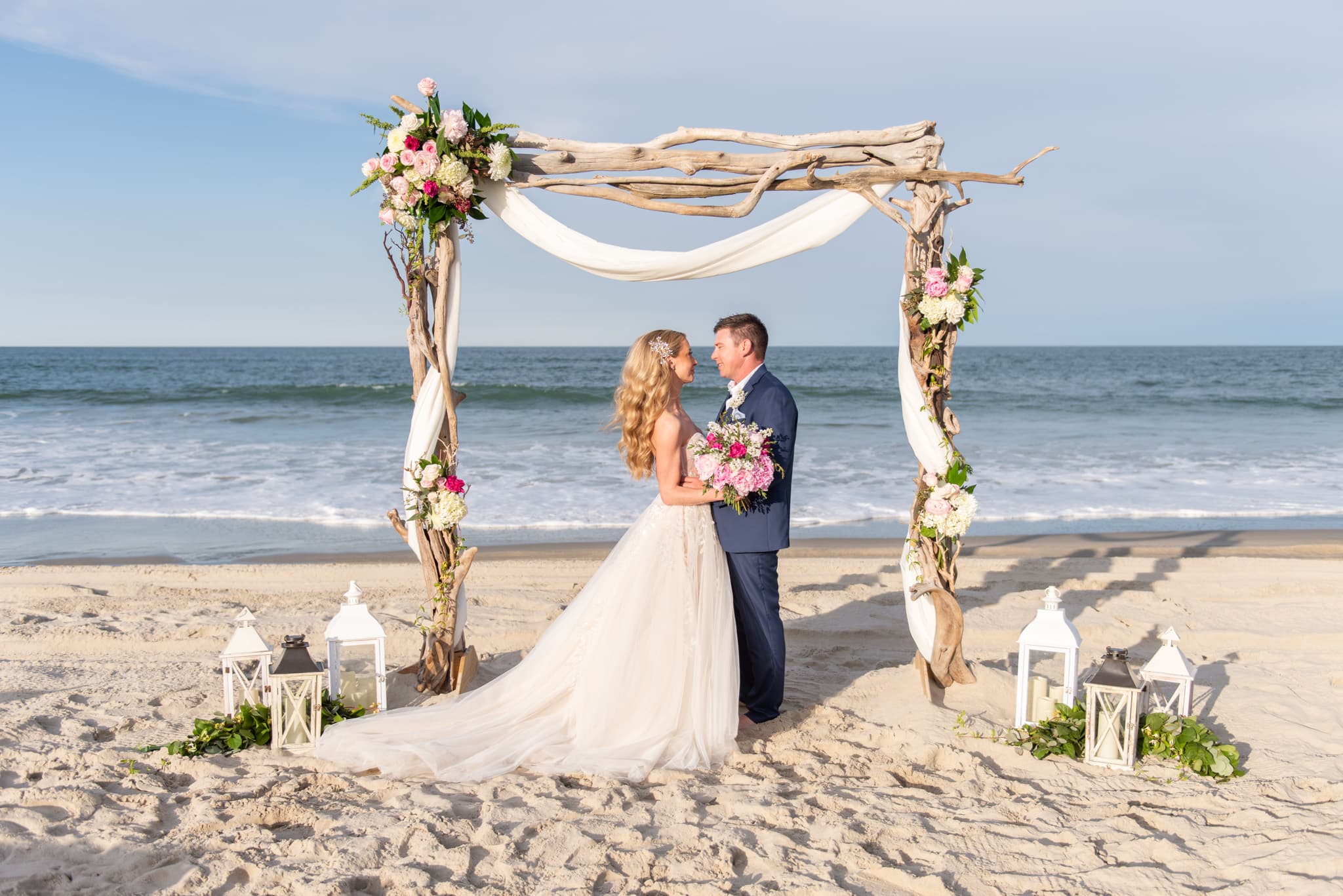 Wedding Celebration — Couple Portraits with Oceanfront Estate Backdrop | Three Authors, Outer Banks