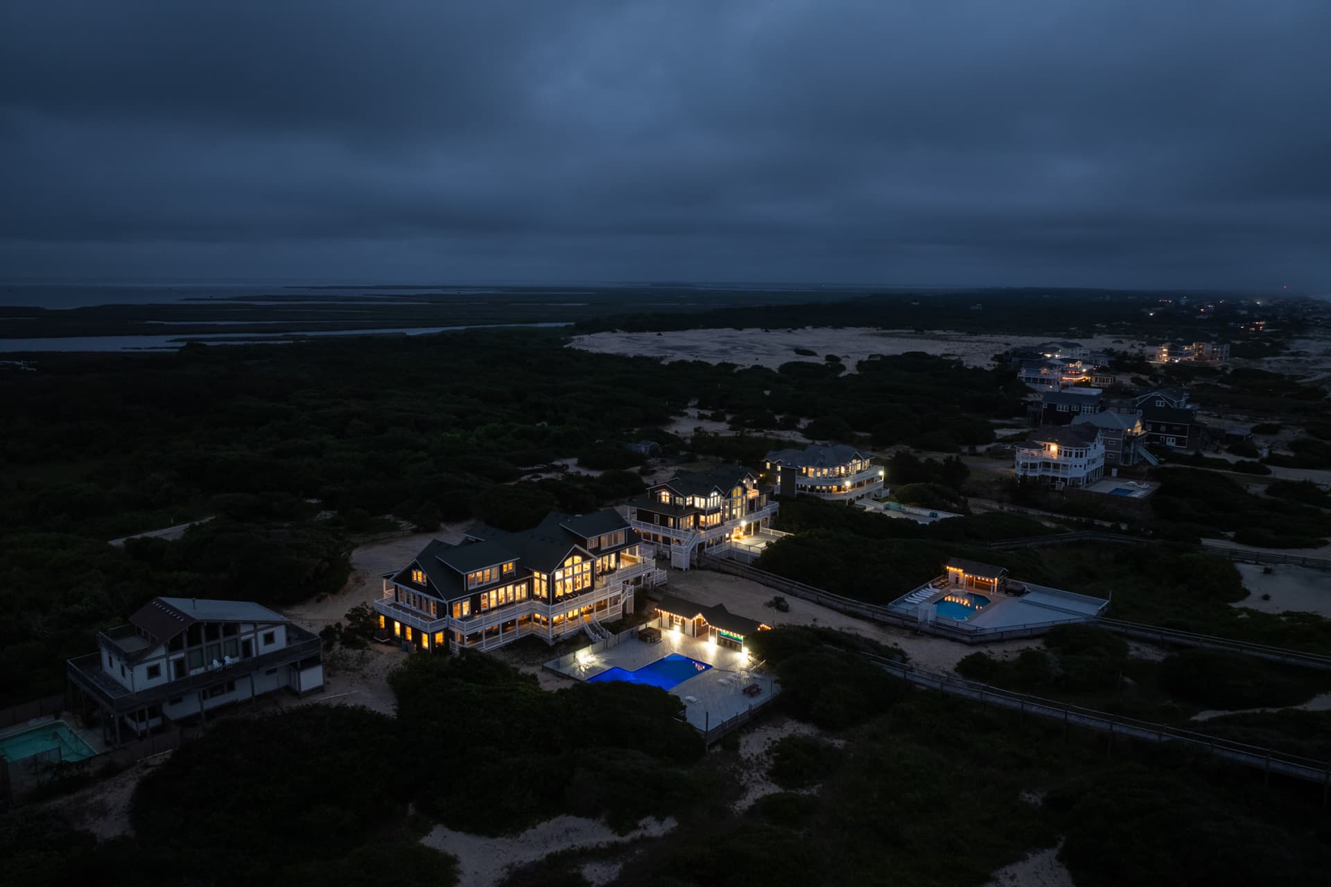 Private Estate — Exterior View of Three Authors, Grand Oceanfront Architecture | Corolla 4x4 Beach, OBX