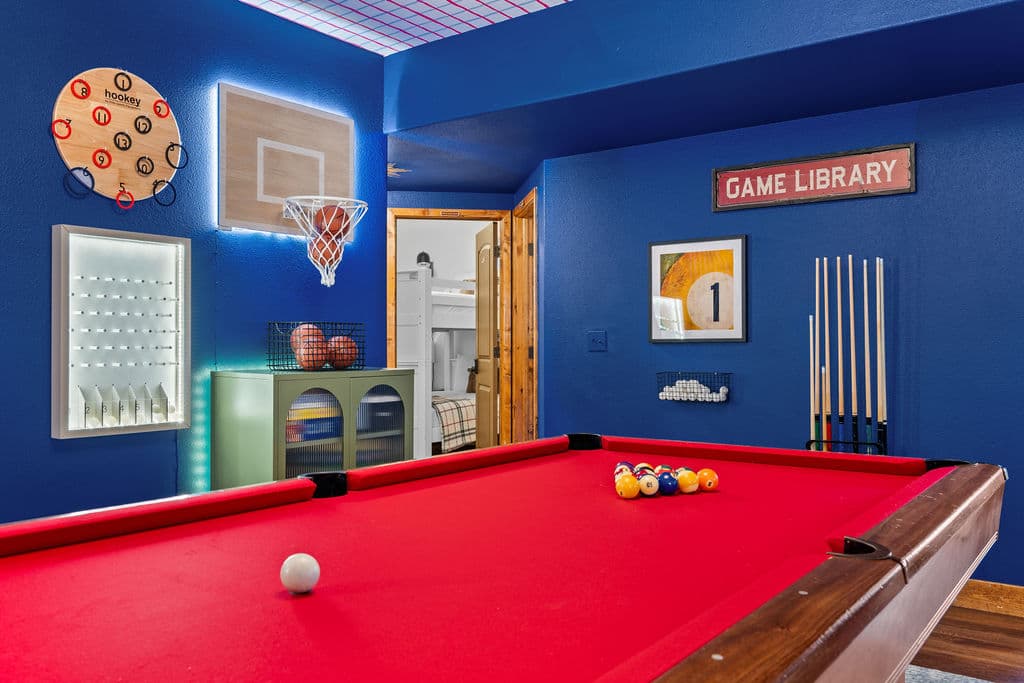 Rack up points on the full-size pool table — serious competition welcome