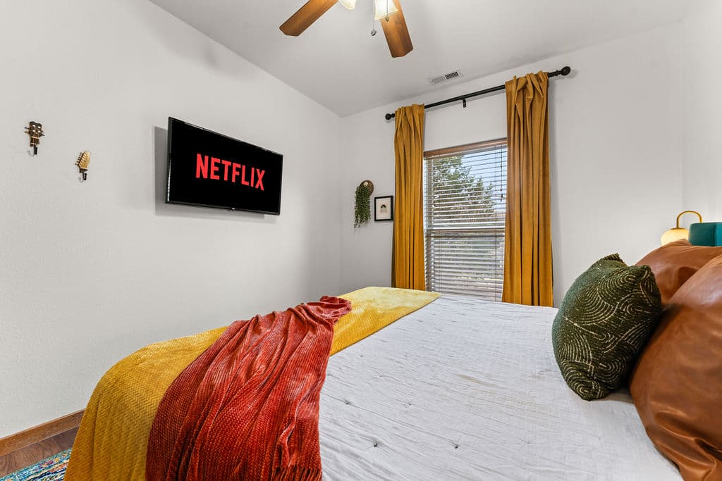 Wind down in Dolly's room with your favorite show before calling it a night