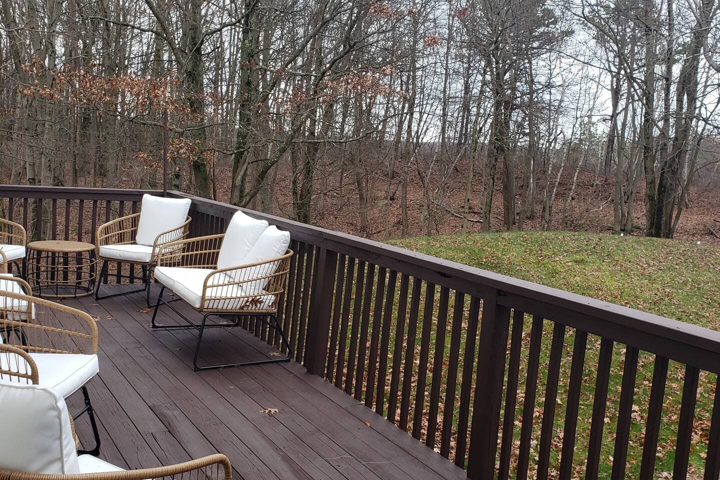 Keep in mind there is a potential for noise as right behind the line of trees, is the I-80 interstate not 100 feet away. However you do not hear that noise in the house and it usually quieter at night. But still the view is gorgeous & private.