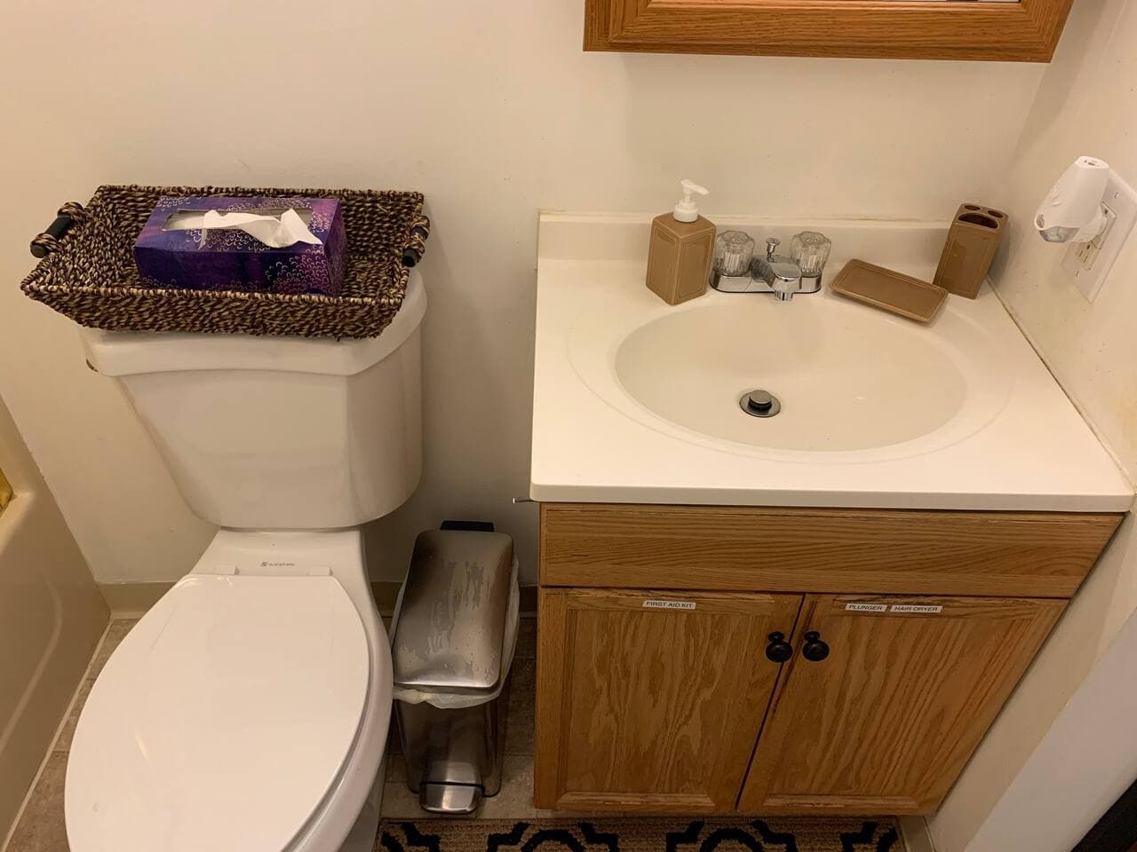 Plenty of bathroom closet storage if needed for your towels and linens (not provided) and an automatic soap dispenser on the wall! 