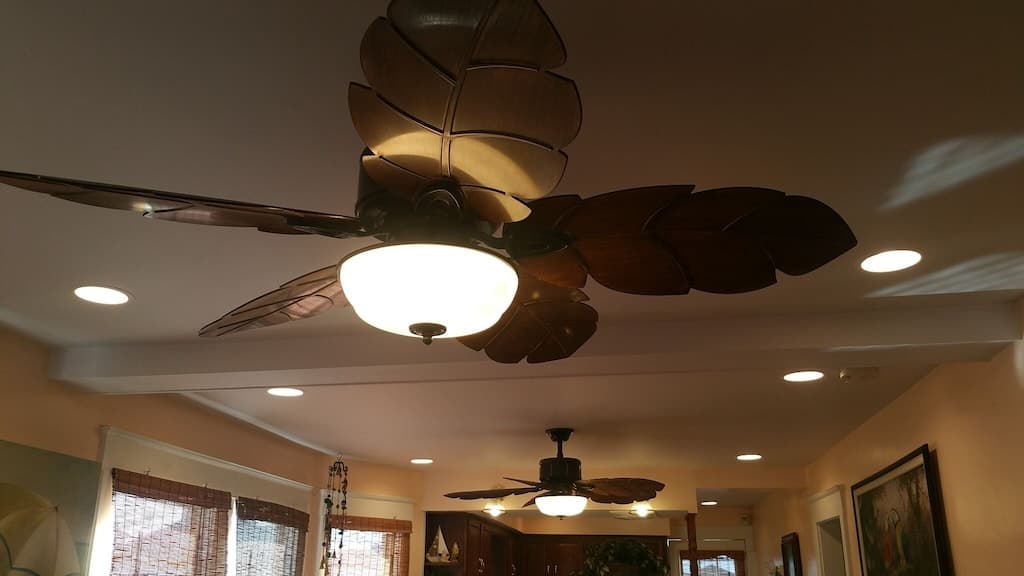 Palm Leaf Ceiling Fans; & Plenty of lighting!