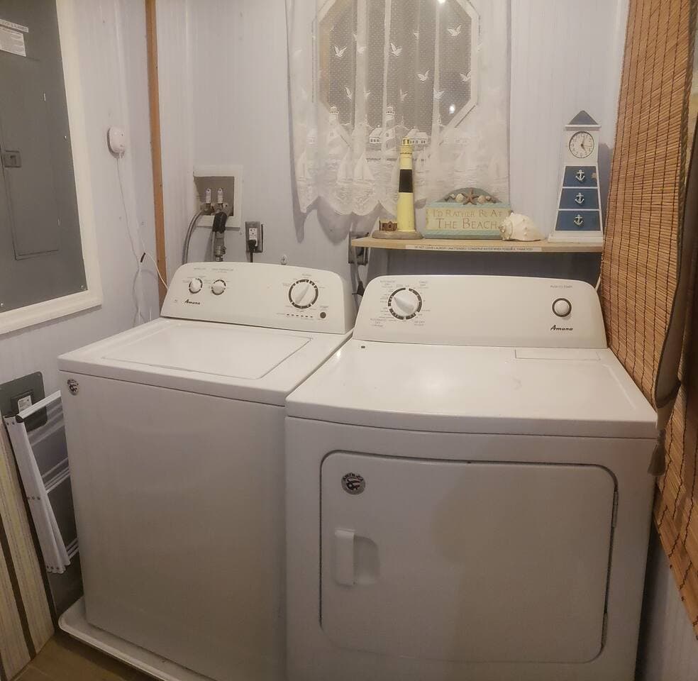 Shared Laundry room available. Used by guests on both floors. Cute lighthouse theme!