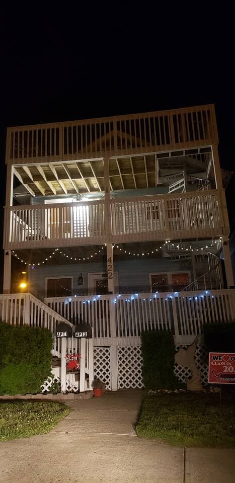 The house is welcoming even at night.