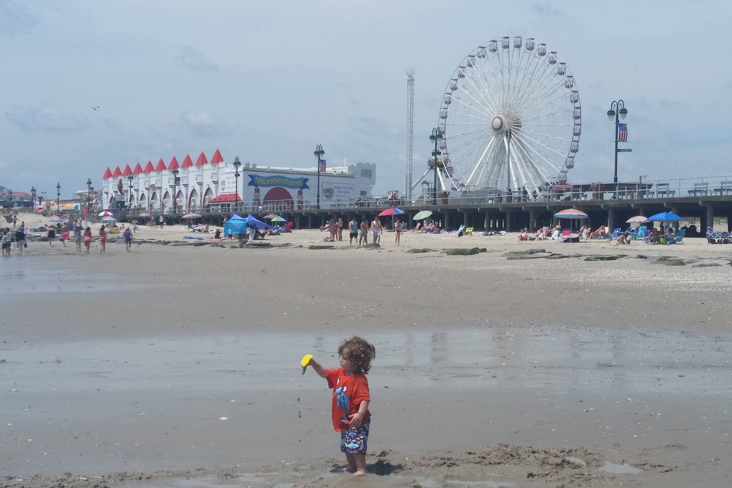 Straight up the road (5th St) this is our beach! So close to there pier! My son is not part of the rental experience sorry LOL!