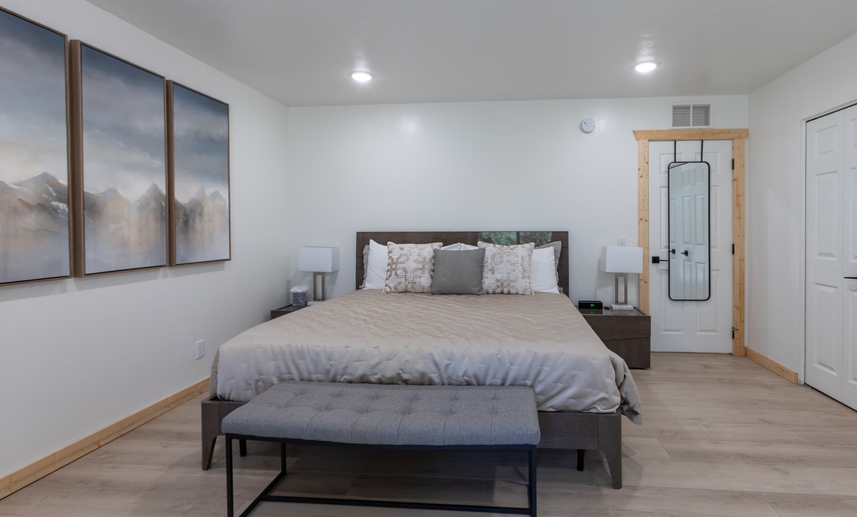 Bedroom one (downstairs) with king bed