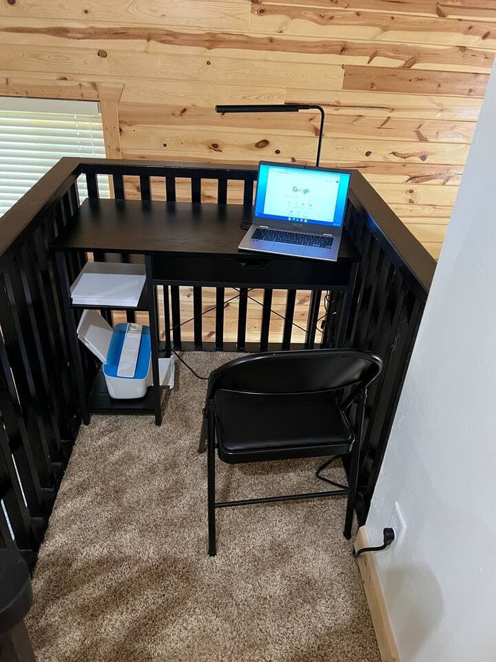 Office space at the top of the stairs if needed.