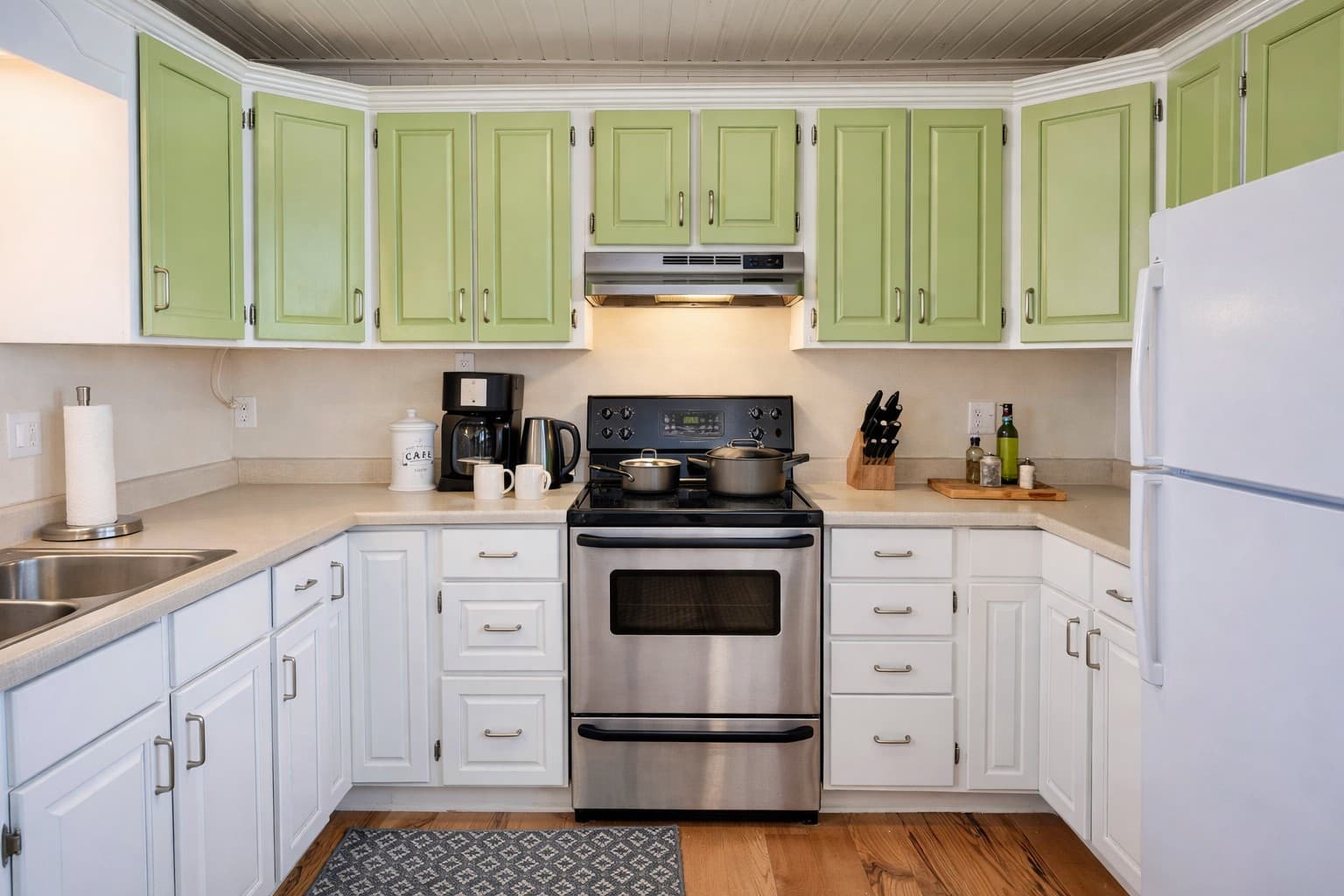 The kitchen is stocked with everything you need for breakfast to dinner and everything in between.