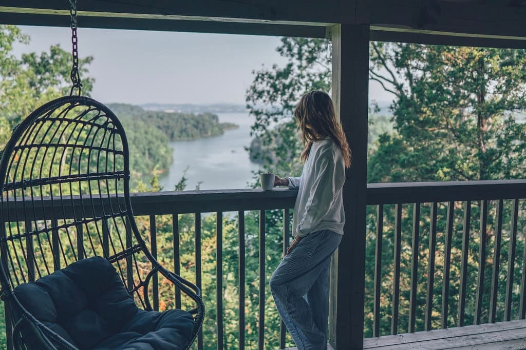 Start your day with coffee on a private lakeview deck