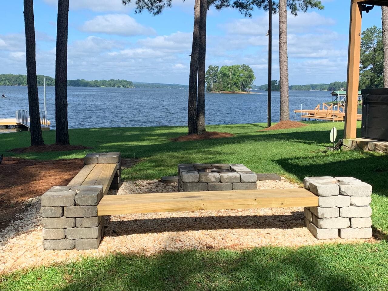 Custom built fire pit with a view.