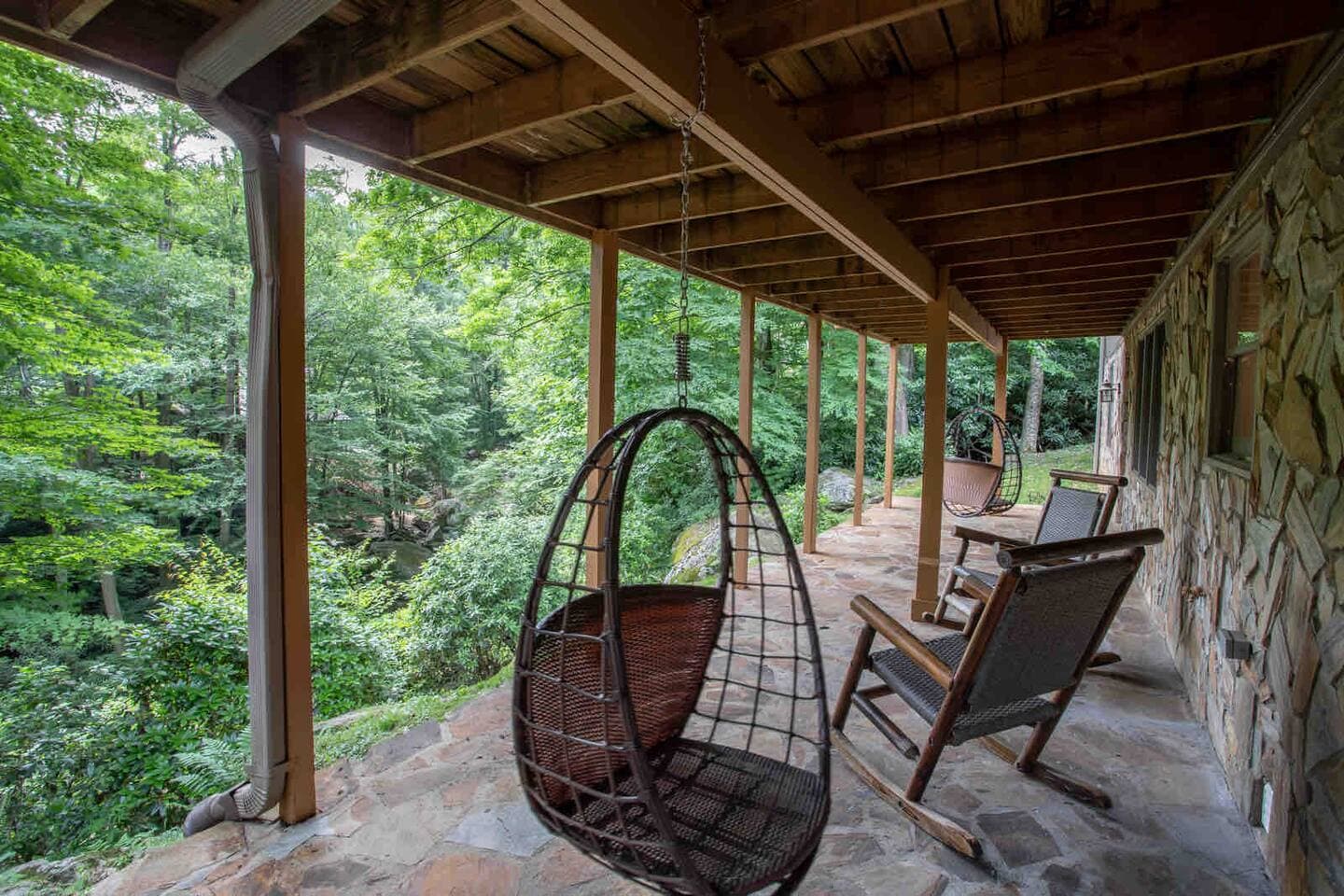 outside seating bottom floor.  Overlooking river