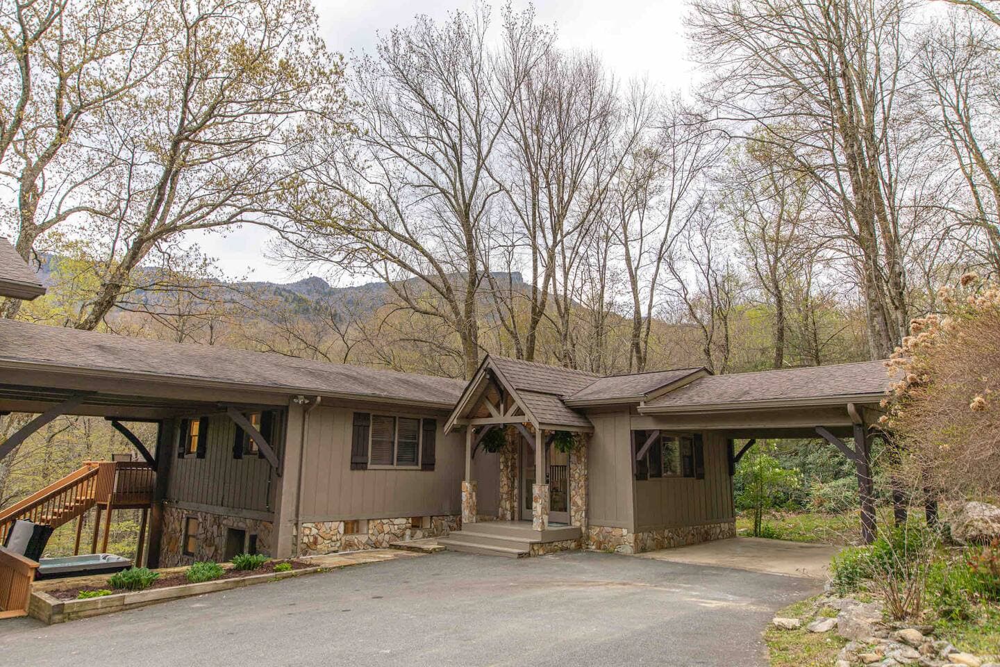 View of Main house.  Grandfather Mountain in the background.