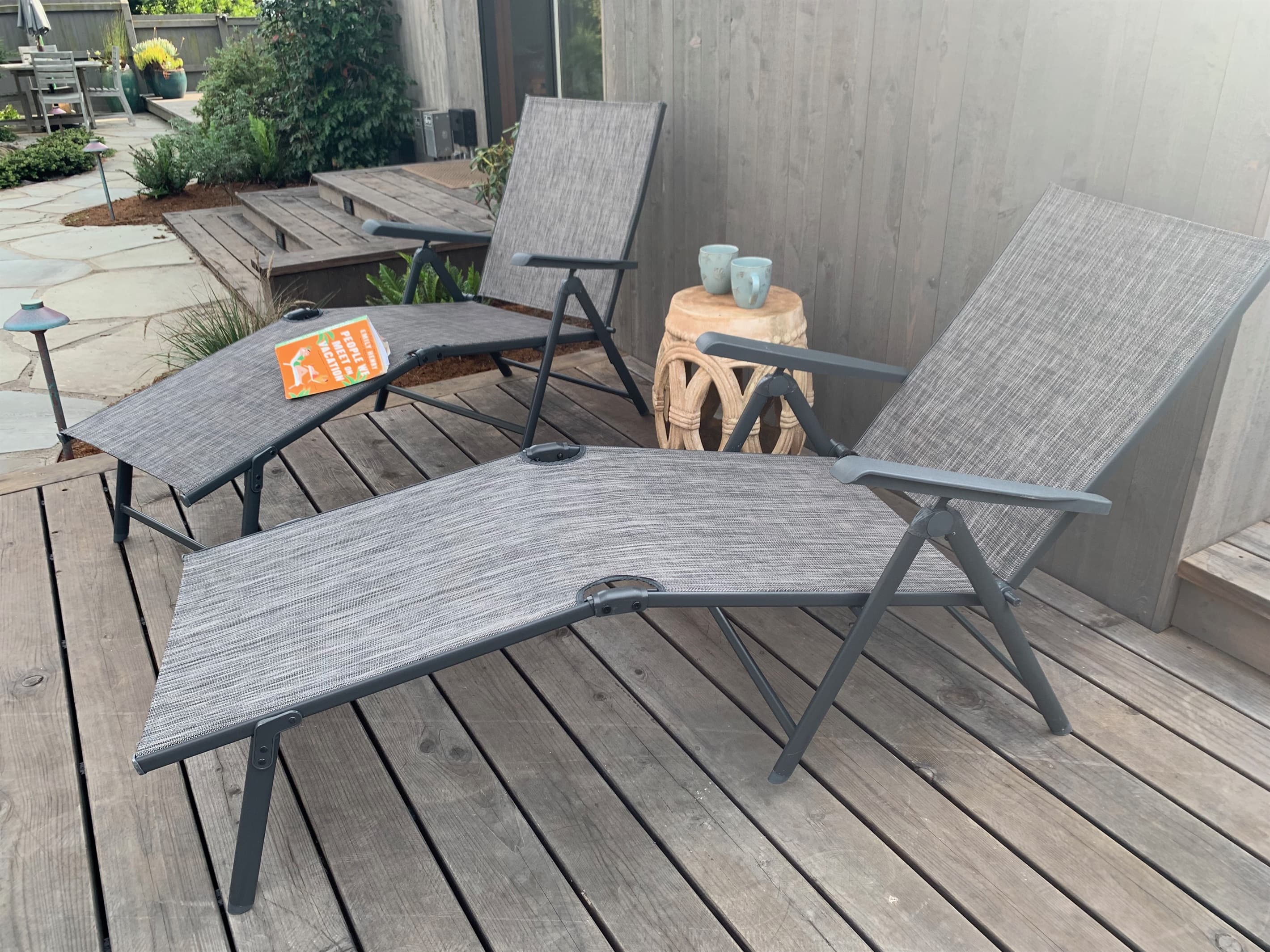 Sun loungers stored in the garage 