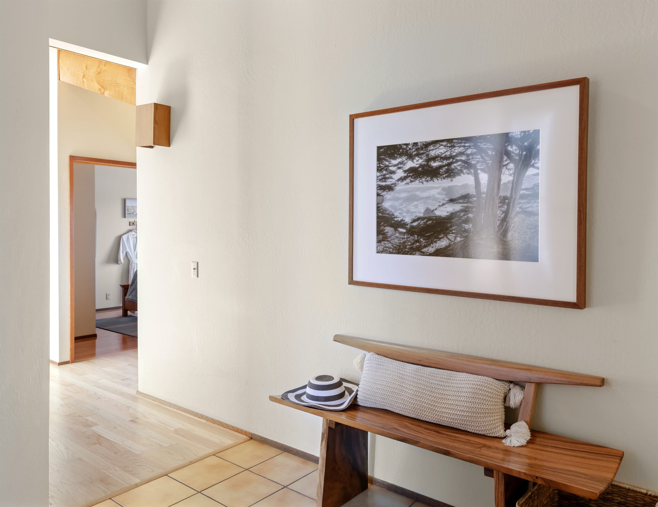 Entryway showing one of the 2 guest rooms. 