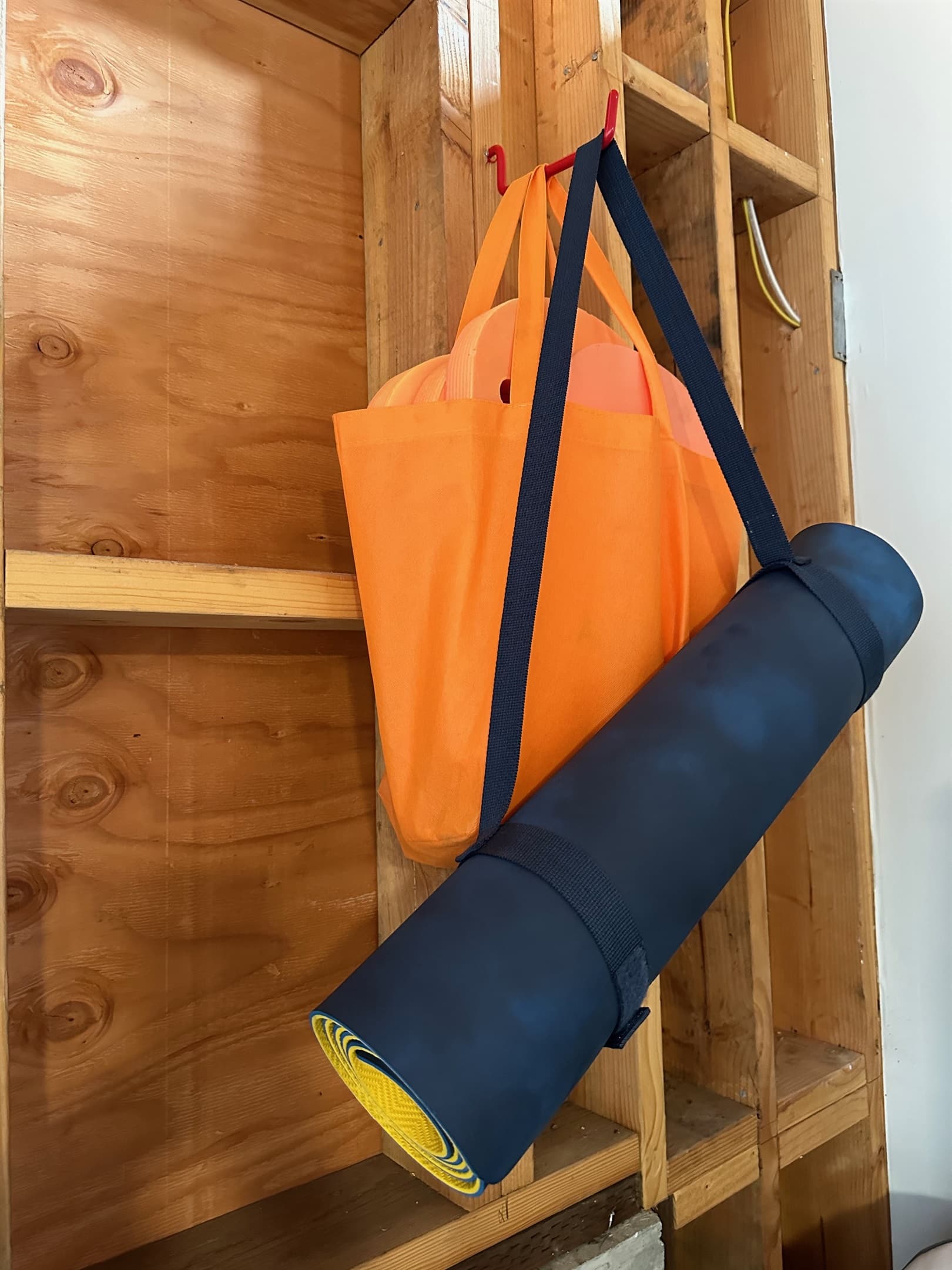 yoga mat and swim kick boards