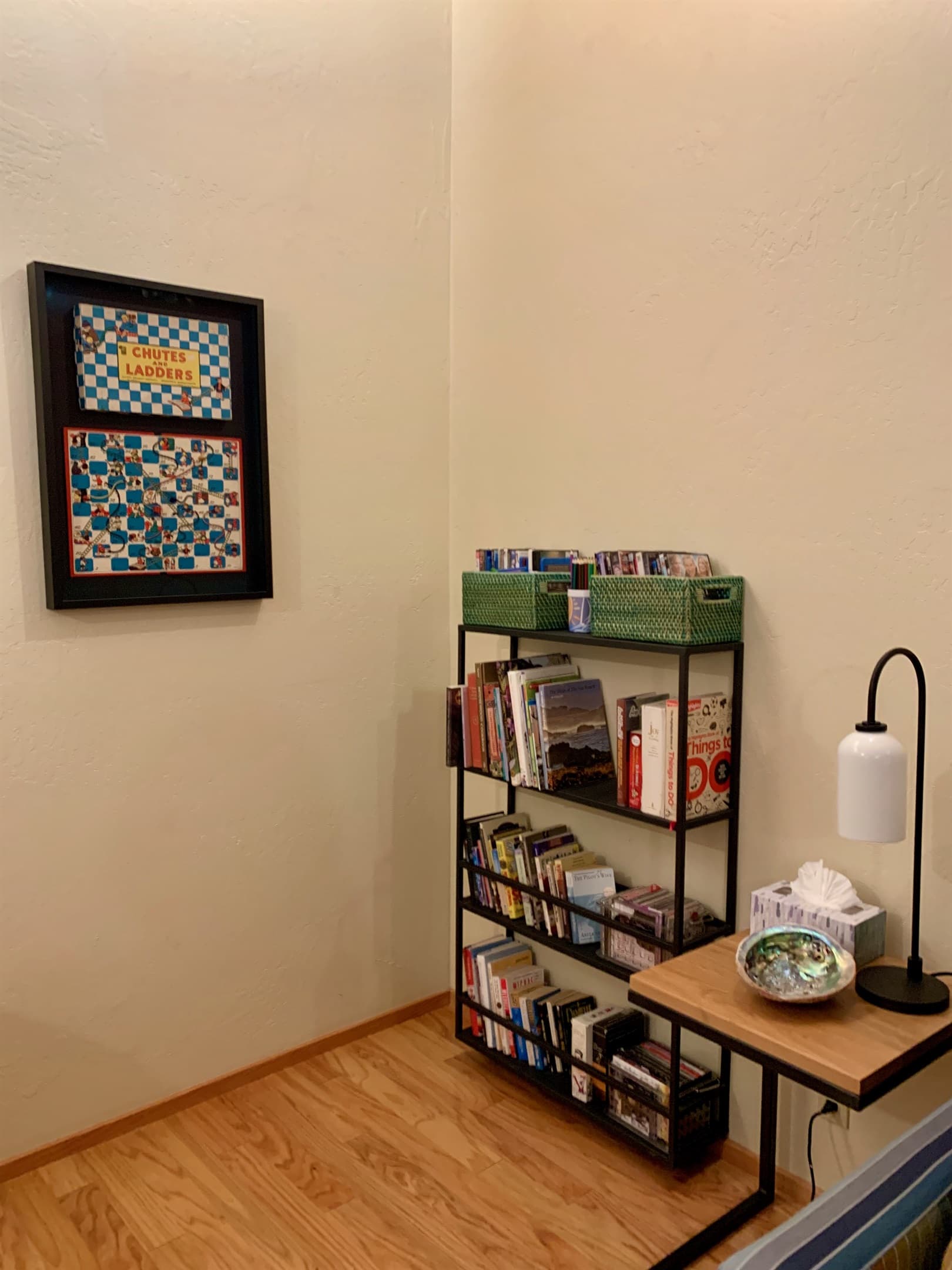 Game Room Library- adult & children books, DVDs