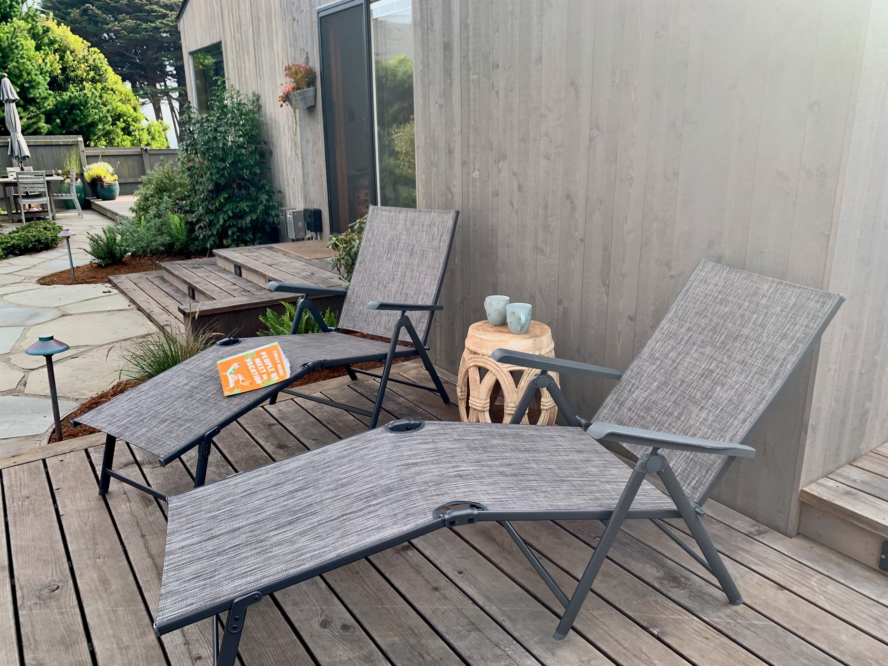 Lounge with a good book on the covered porch deck