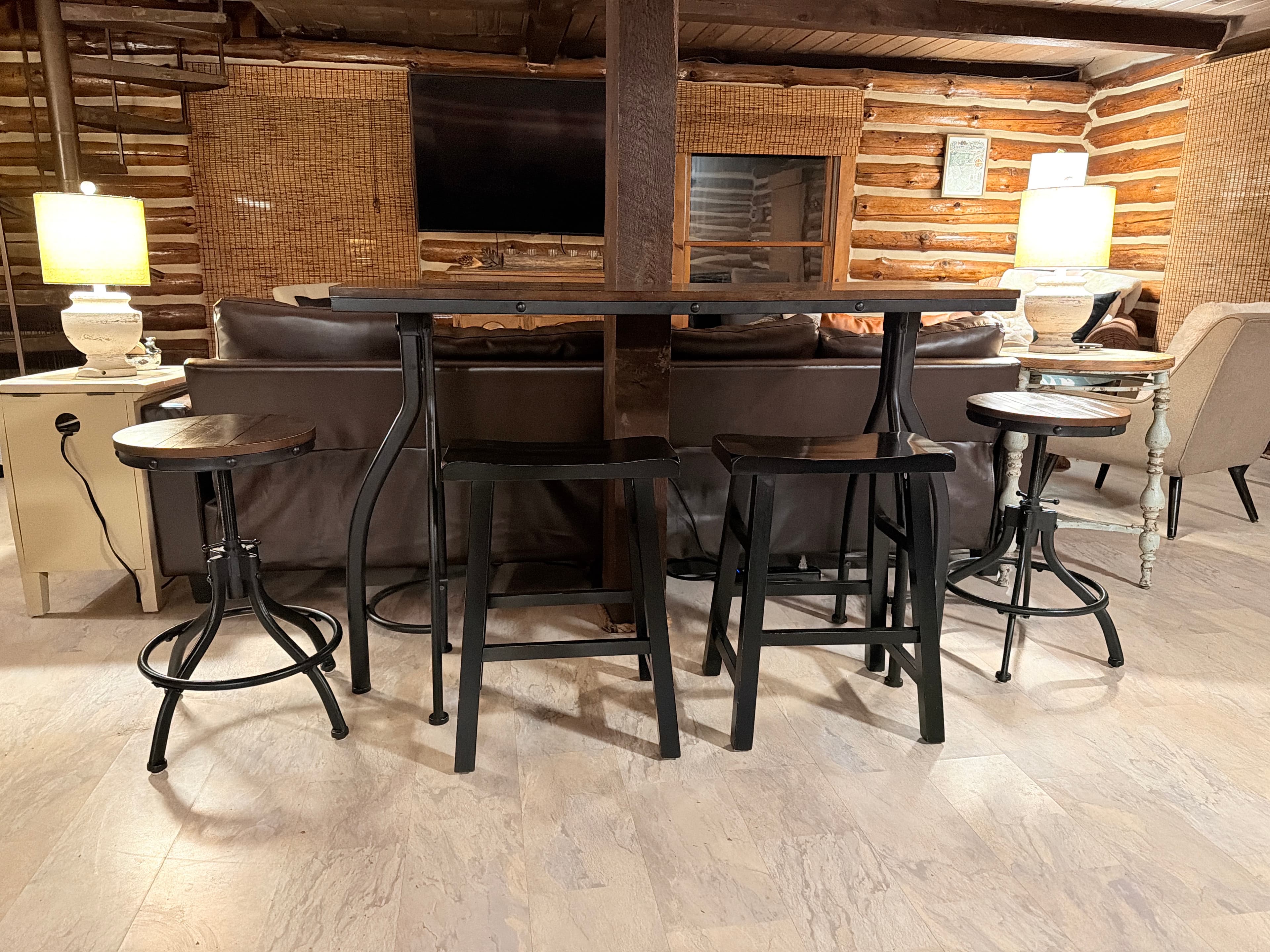 Bar height table in living room seats 4 