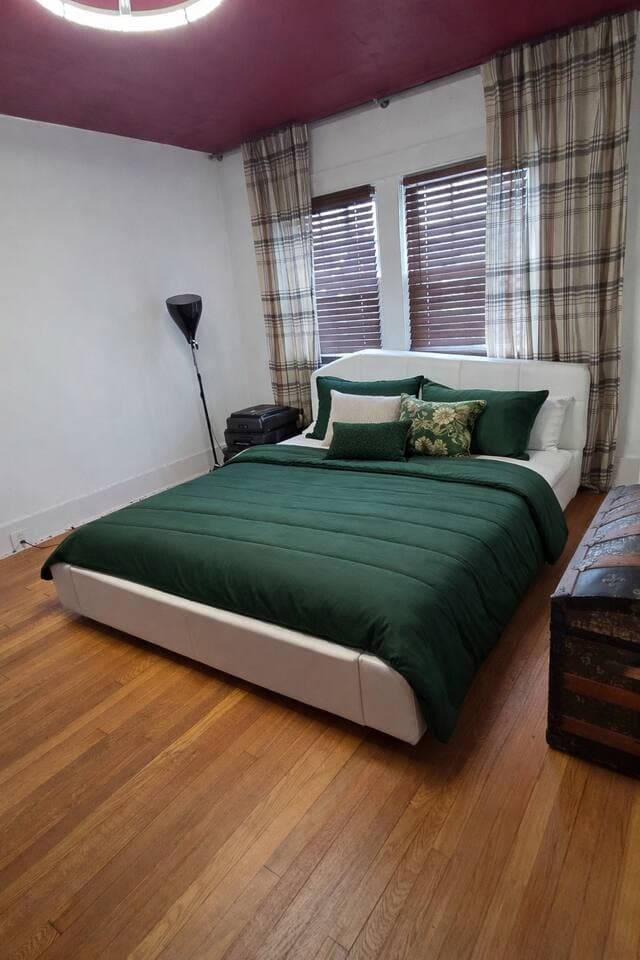 Get a peaceful night's sleep in this comfortable queen sized bed.  This room also features a 55" smart TV.