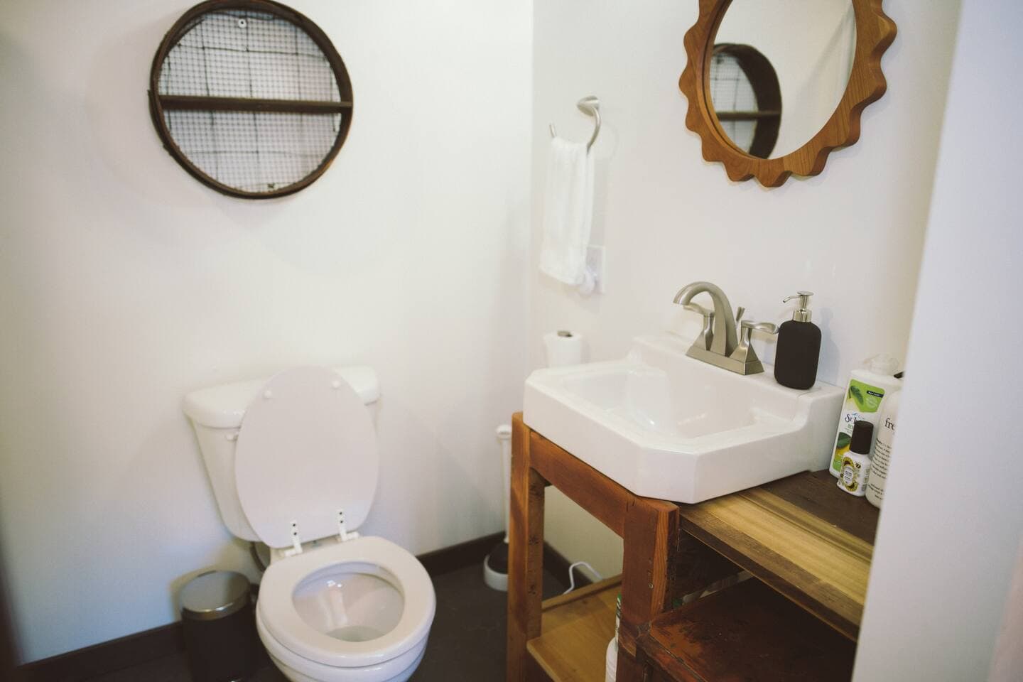 Local art is everywhere, even in the custom designed bathroom 