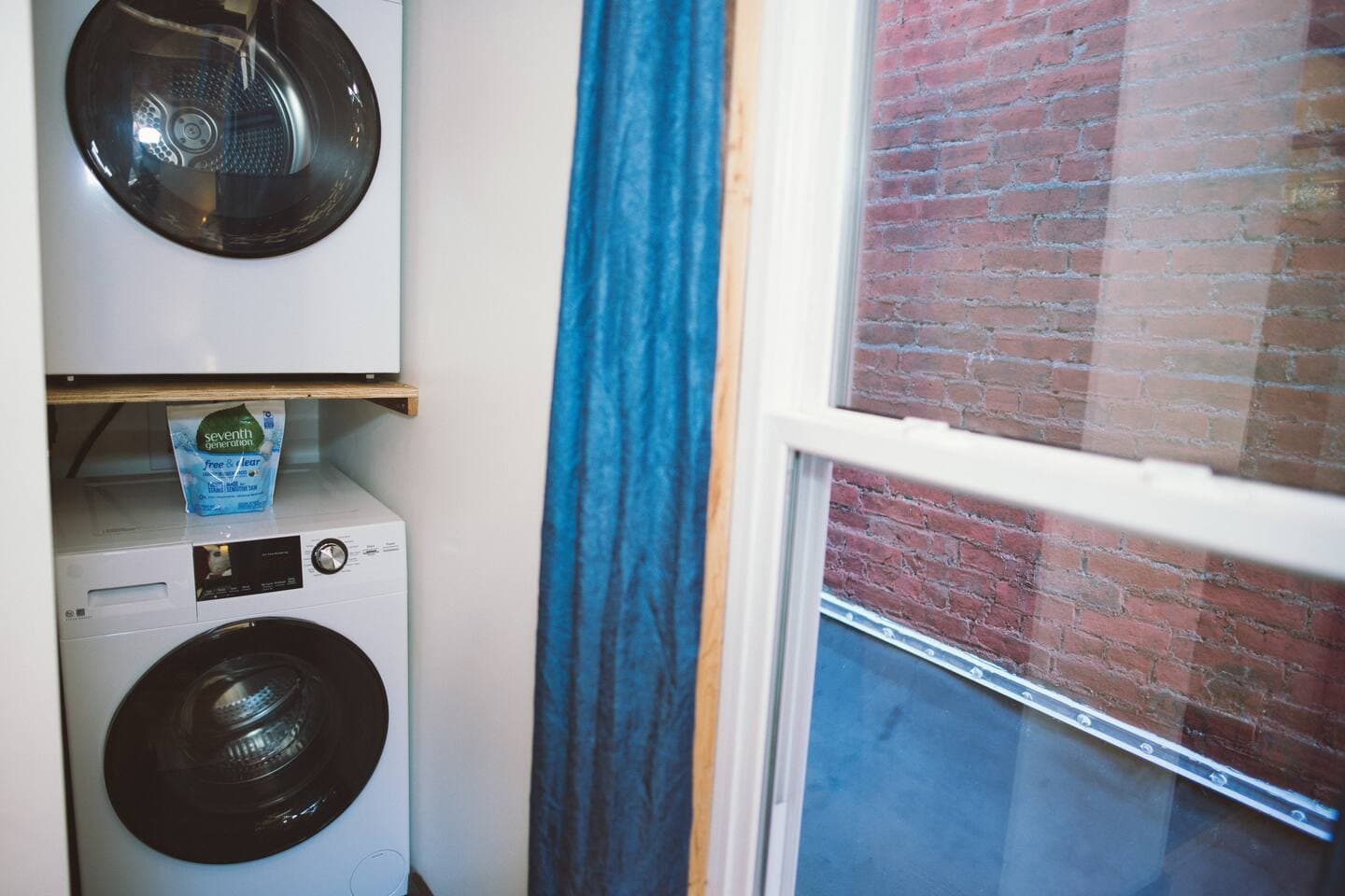 A stackable washer / dryer and supplies 