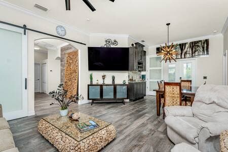 Get comfortable in one of two luxurious living rooms.  
