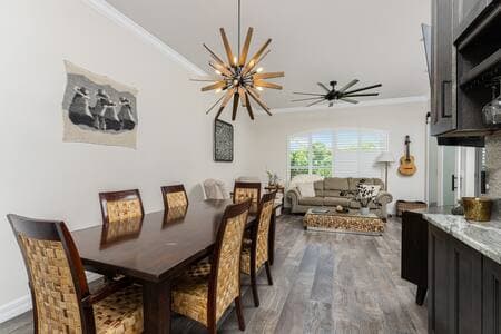 Be comfortable in this open and inviting dining / living room space.